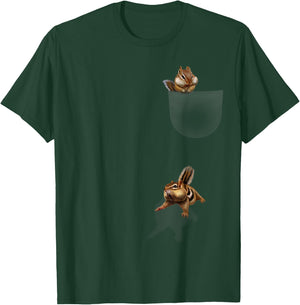 Cute Pocket Chipmunk, Funniest Squirrel Falling Medium Asphalt T-Shirt - T-Shirt | Forest
