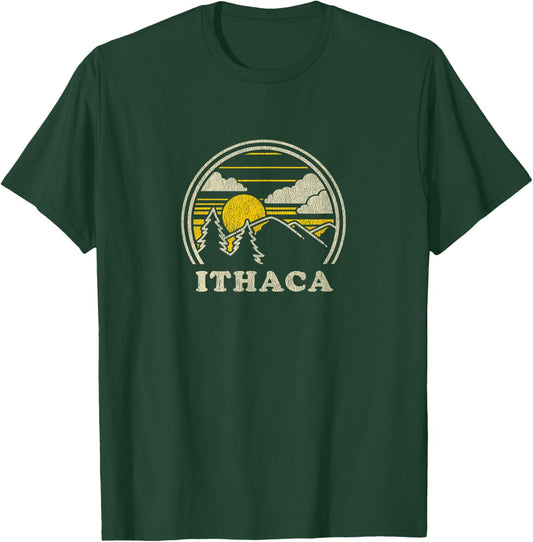 Ithaca New York NY T Shirt Vintage Hiking Mountains T-Shirt - T-Shirt | Forest