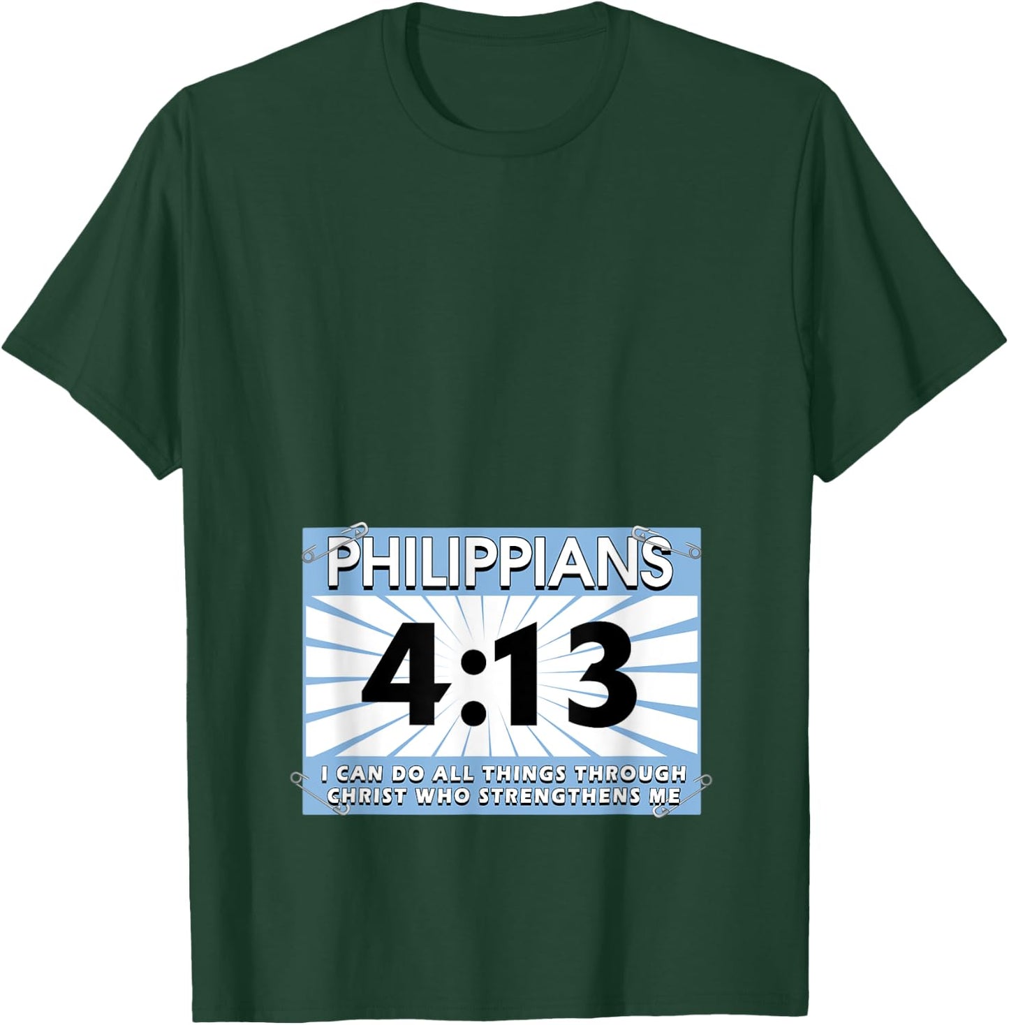 Runners Bib Philippians 4:13 Christ Faith Running Marathon T-Shirt - T-Shirt | Forest