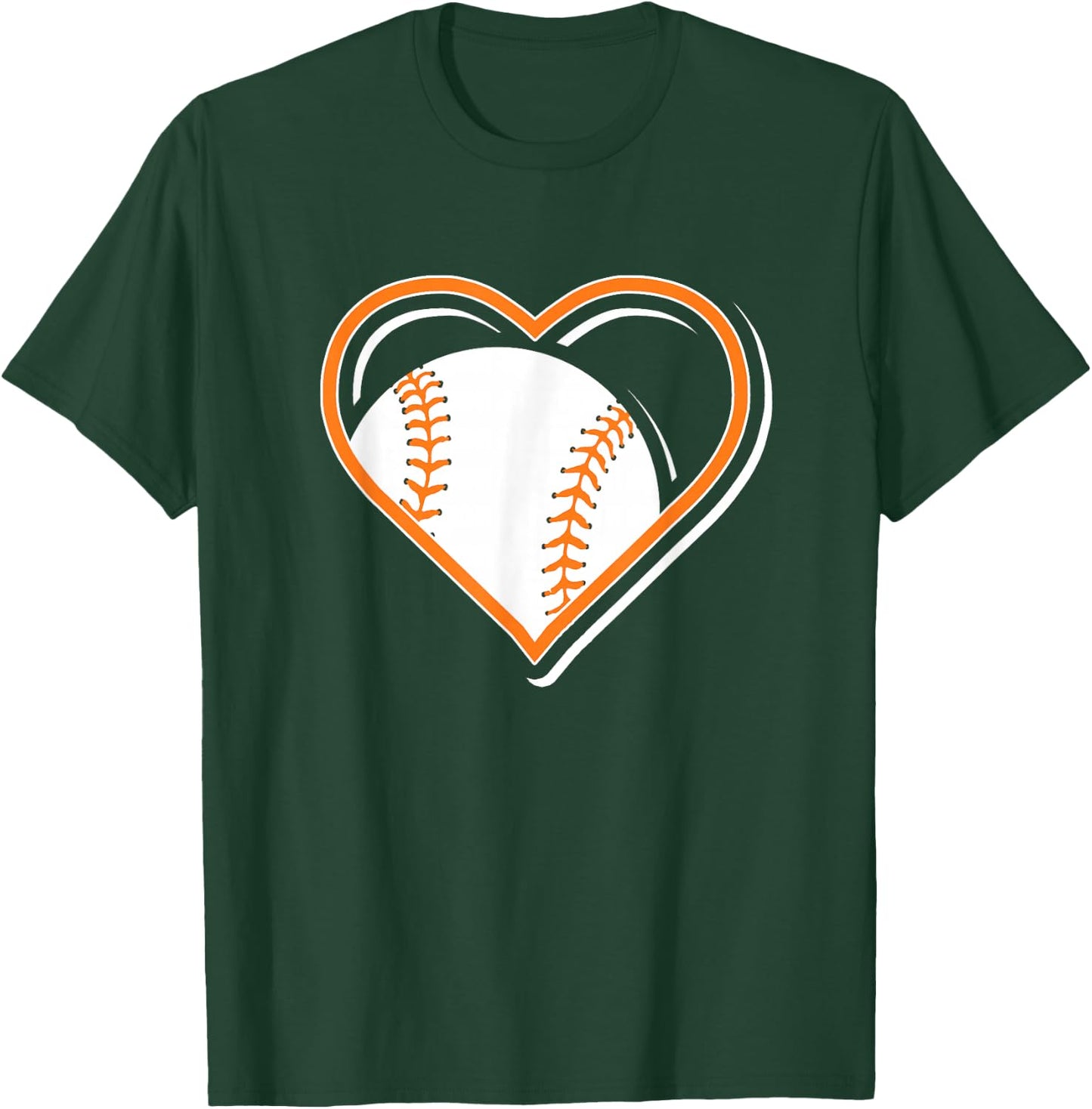 Cute Orange Baseball Heart Shirt - Baseball in Heart T-Shirt - T-Shirt | Forest