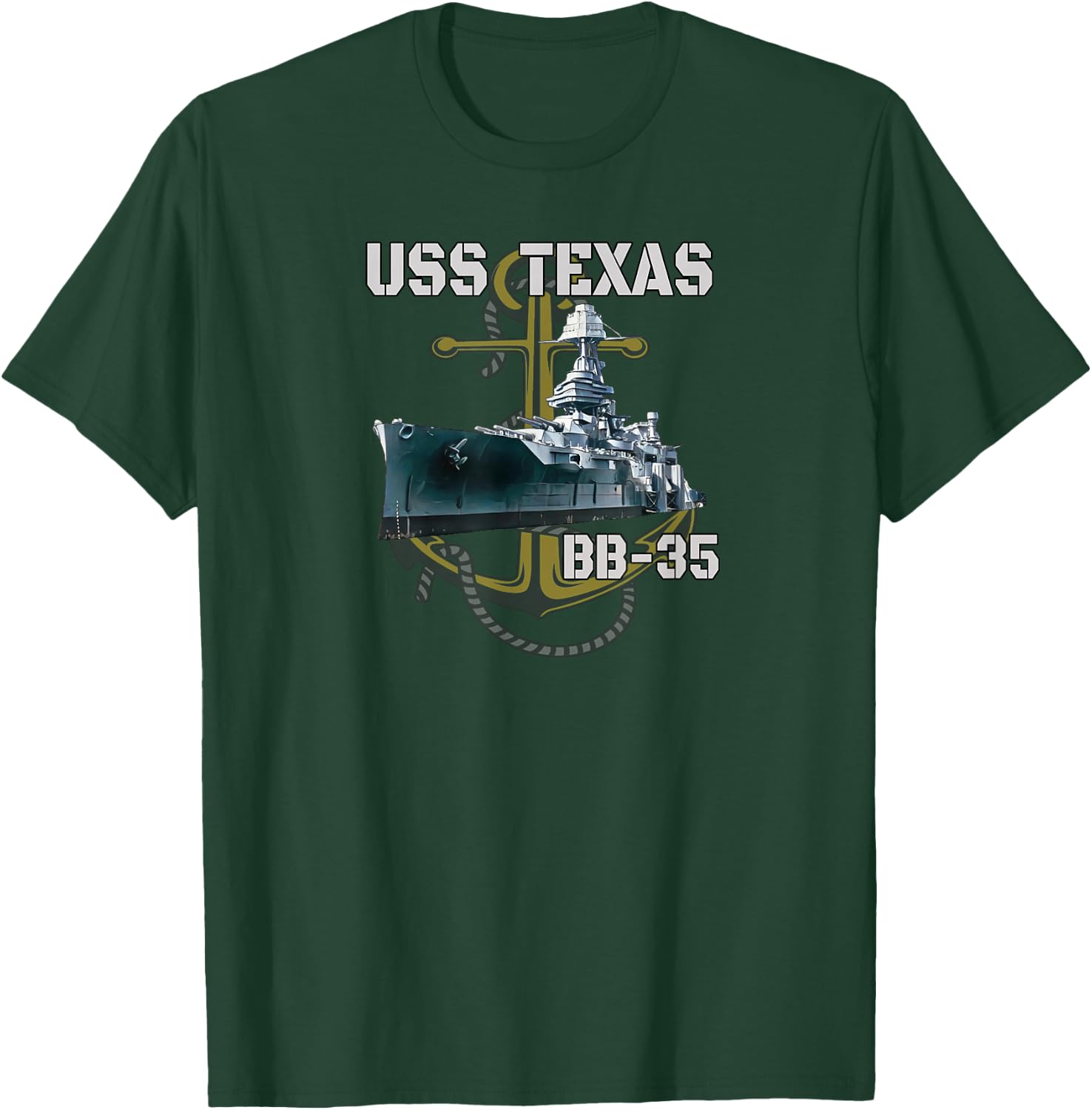 USS Texas BB-35 Battleship American WW1 Warship WW2 Veterans T-Shirt - T-Shirt | Forest