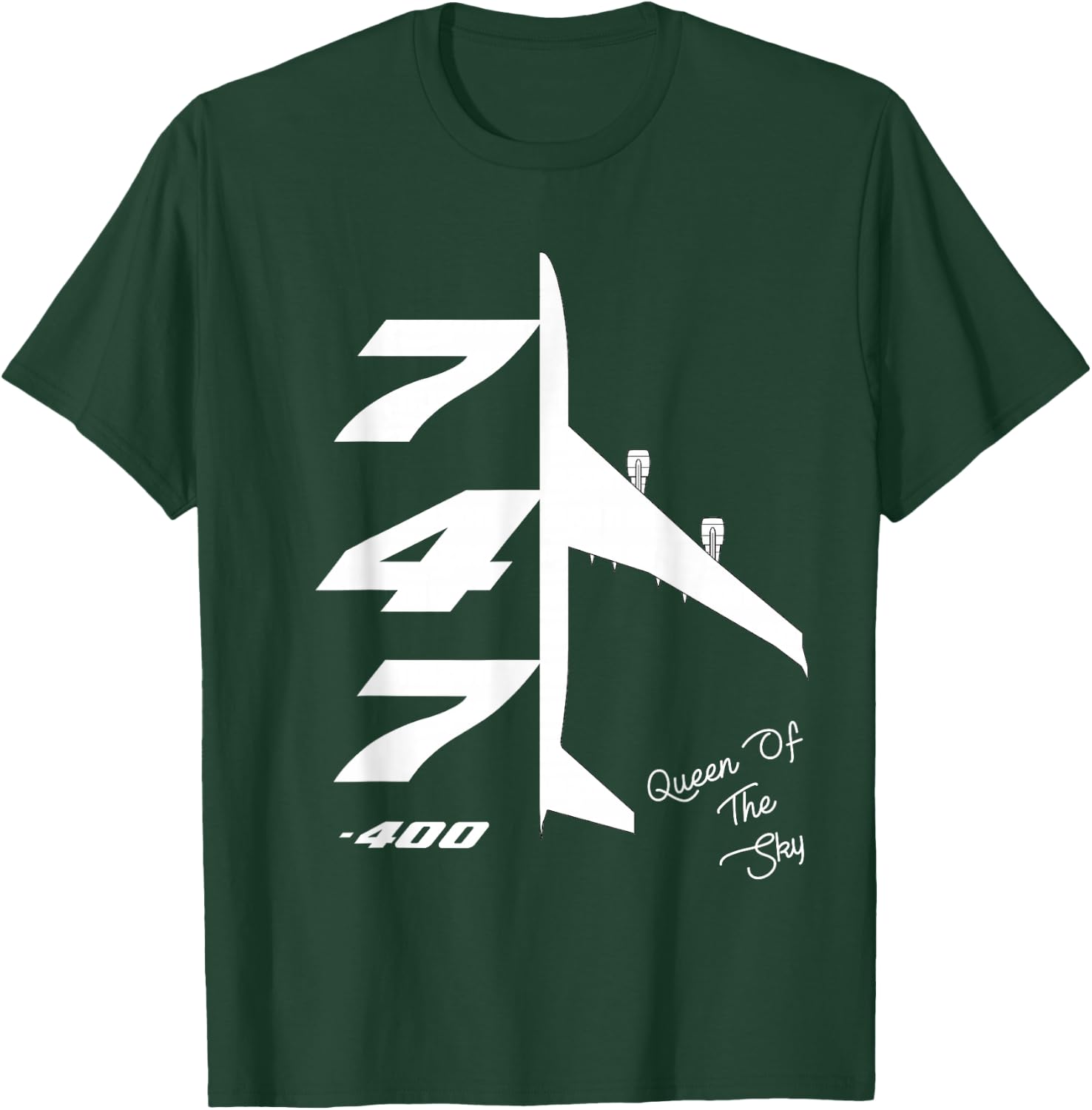B747-400 Queen Of The Sky Jumbo Jet Airliner B744 Aircraft T-Shirt - T-Shirt | Forest