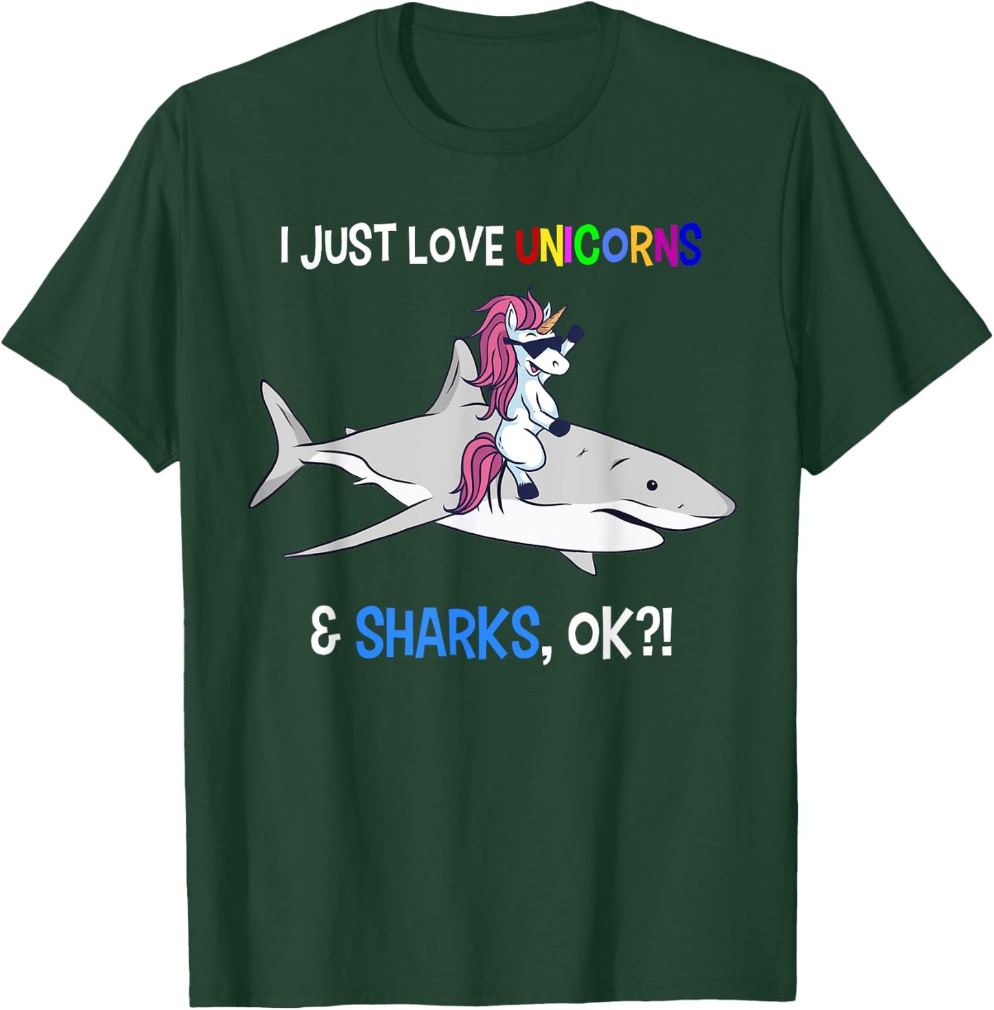 Unicorn Shark Shirt Funny Shark Unicorn Lover Gift T-Shirt - T-Shirt | Forest
