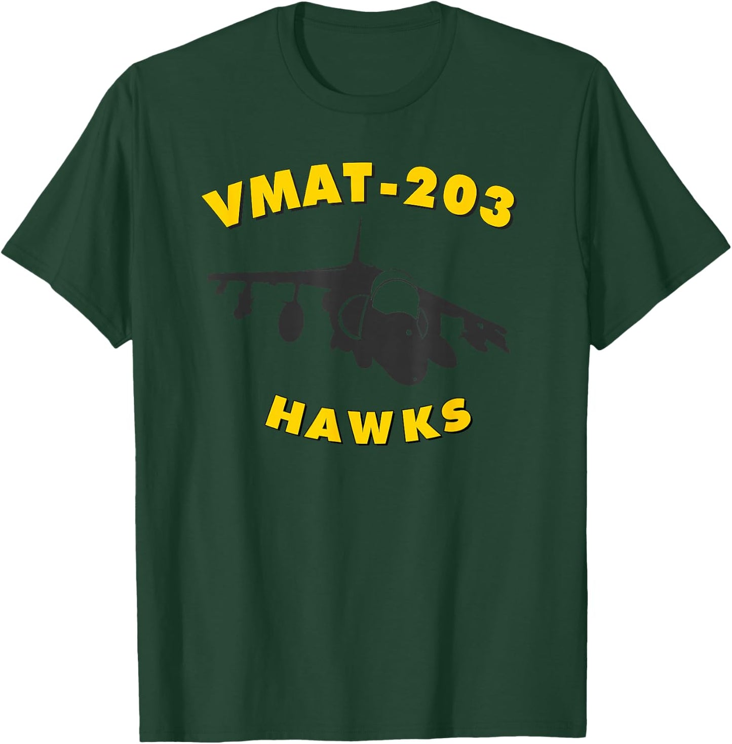 VMAT-203 Hawks AV8B Harrier Attack Training Squadron T-Shirt - T-Shirt | Forest