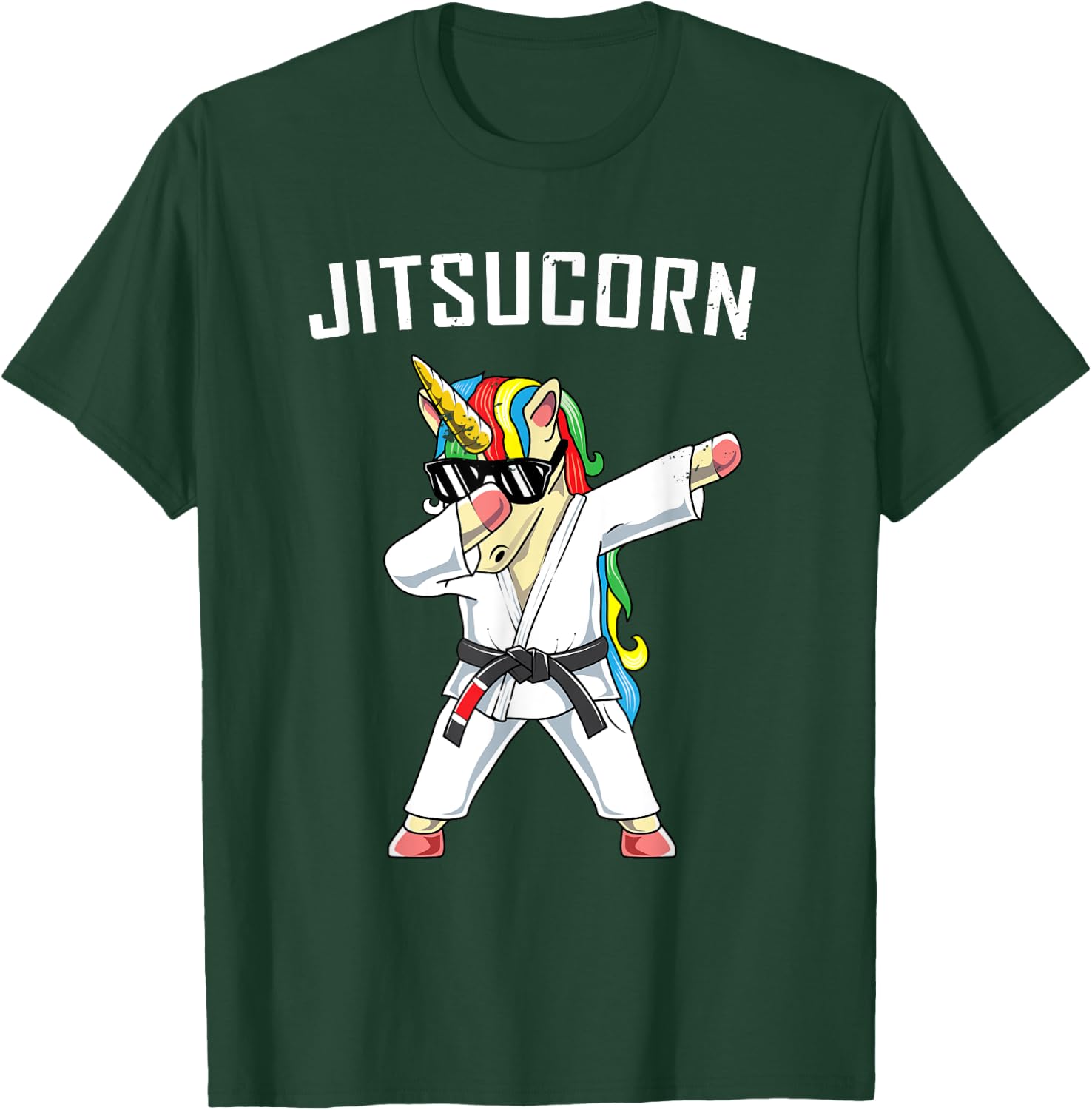 Jiu Jitsu Dabbing Unicorn T Shirt | Jitsucorn Funny Gift T-Shirt - T-Shirt | Forest