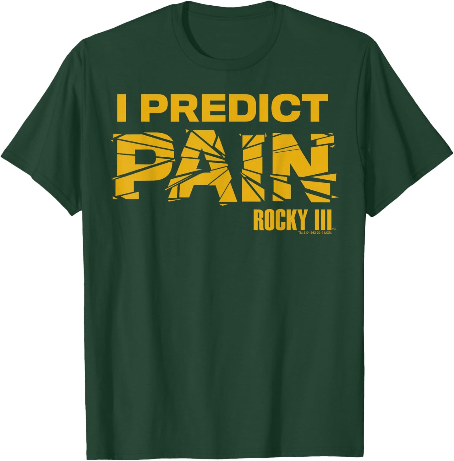 Rocky 3 I Predict Pain Yellow Text Shattered Logo T-Shirt - T-Shirt | Forest