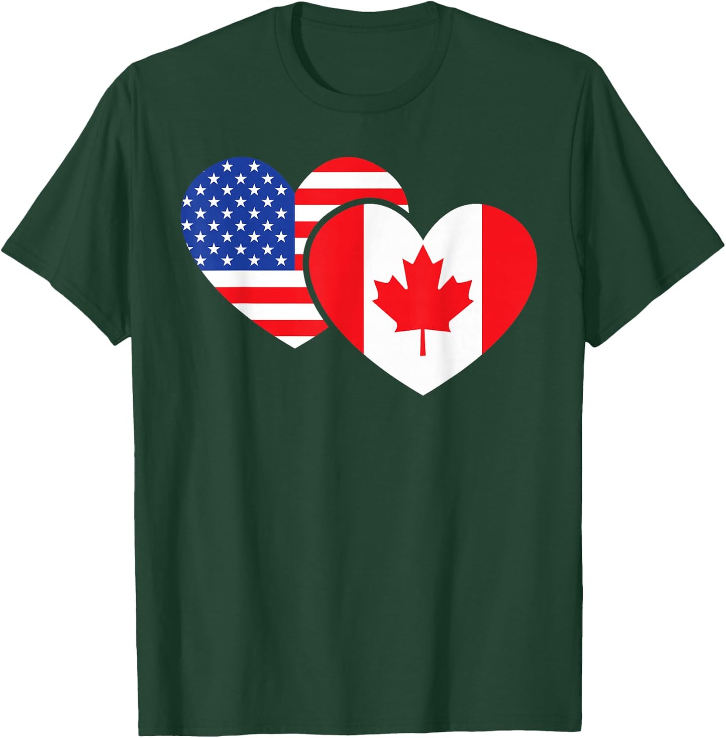 Friendship I Love Canada American Heart Cool T-Shirt - T-Shirt | Forest