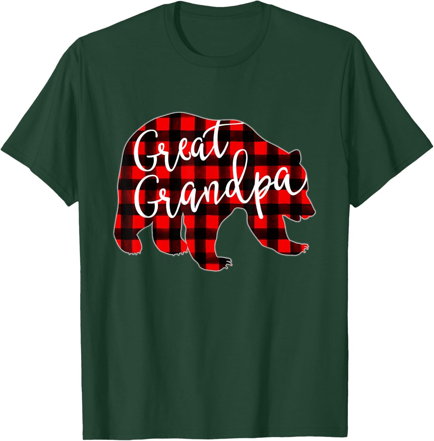 Red Plaid Great Grandpa Bear Matching Family Christmas Eve T-Shirt - T-Shirt | Forest