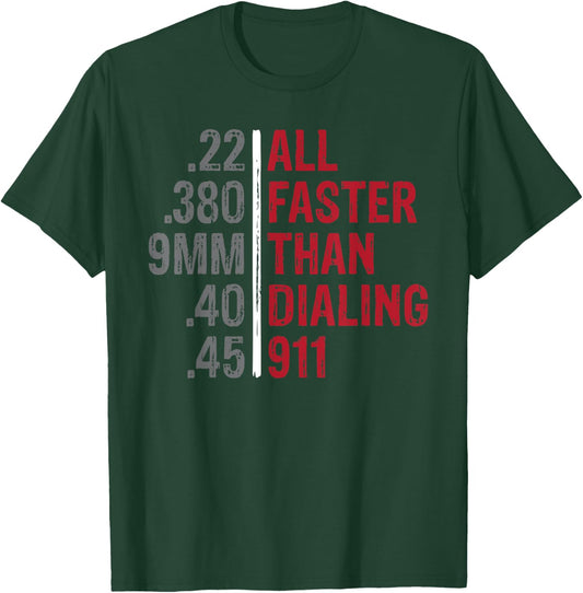 Emergency All Faster Than Dialing 911 Adult Black Modern Classic Collarless T-Shirt - T-Shirt | Forest