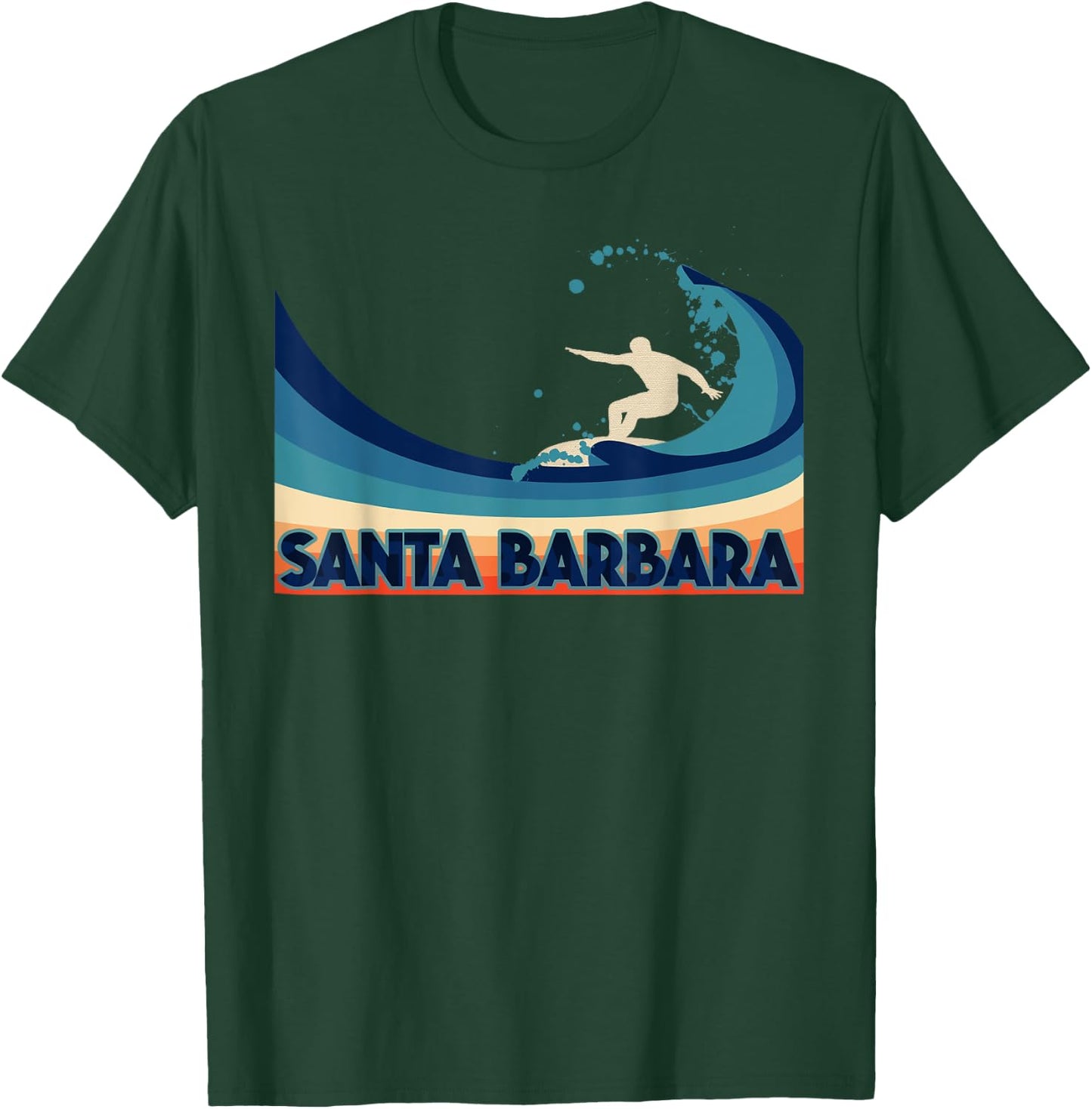 Santa Barbara Retro Surf Travel Souvenir Gift T-Shirt - T-Shirt | Forest