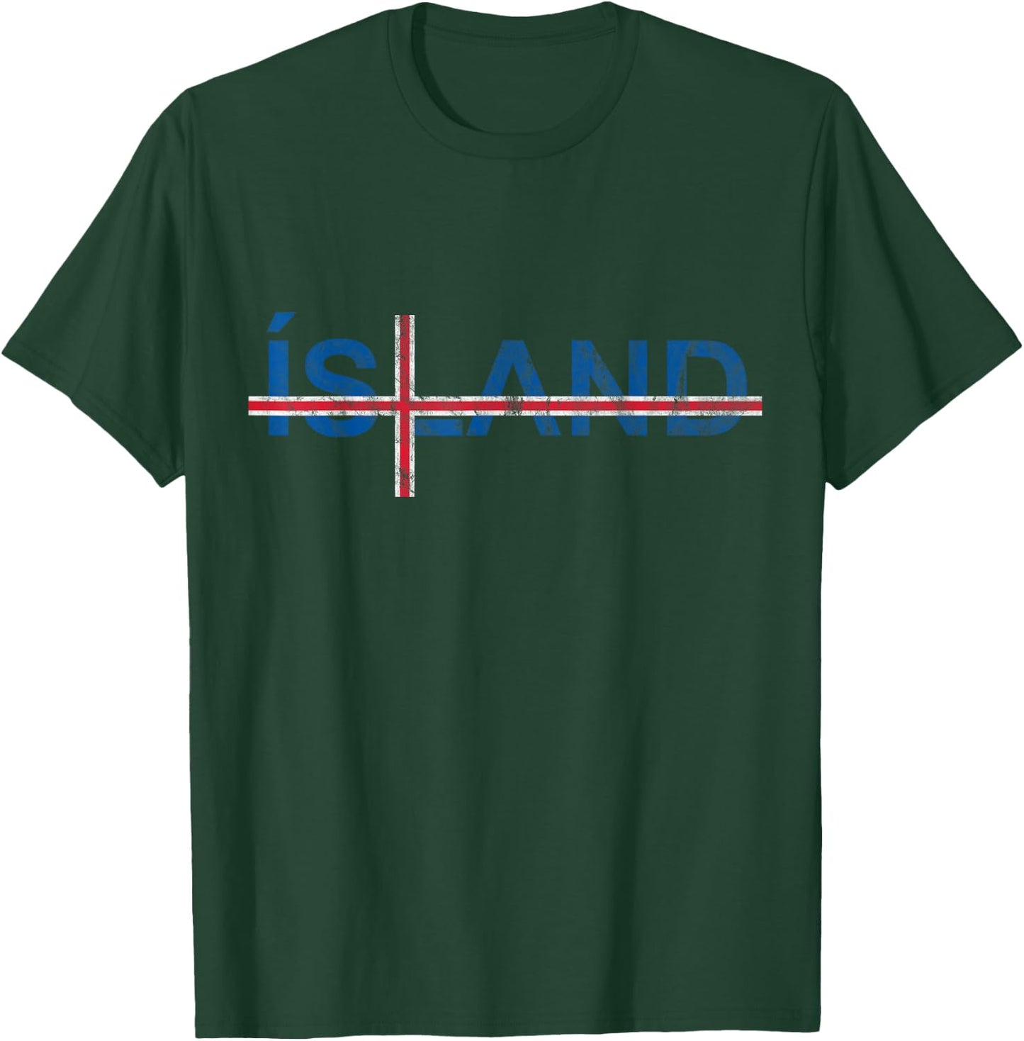 Icelandic Flag Scandinavian Cross Travel Iceland T-Shirt - T-Shirt | Forest