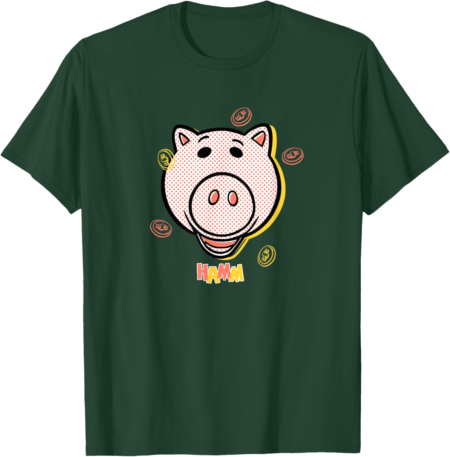 Disney Pixar Toy Story 4 Hamm Coins Halftone T-Shirt - T-Shirt | Forest