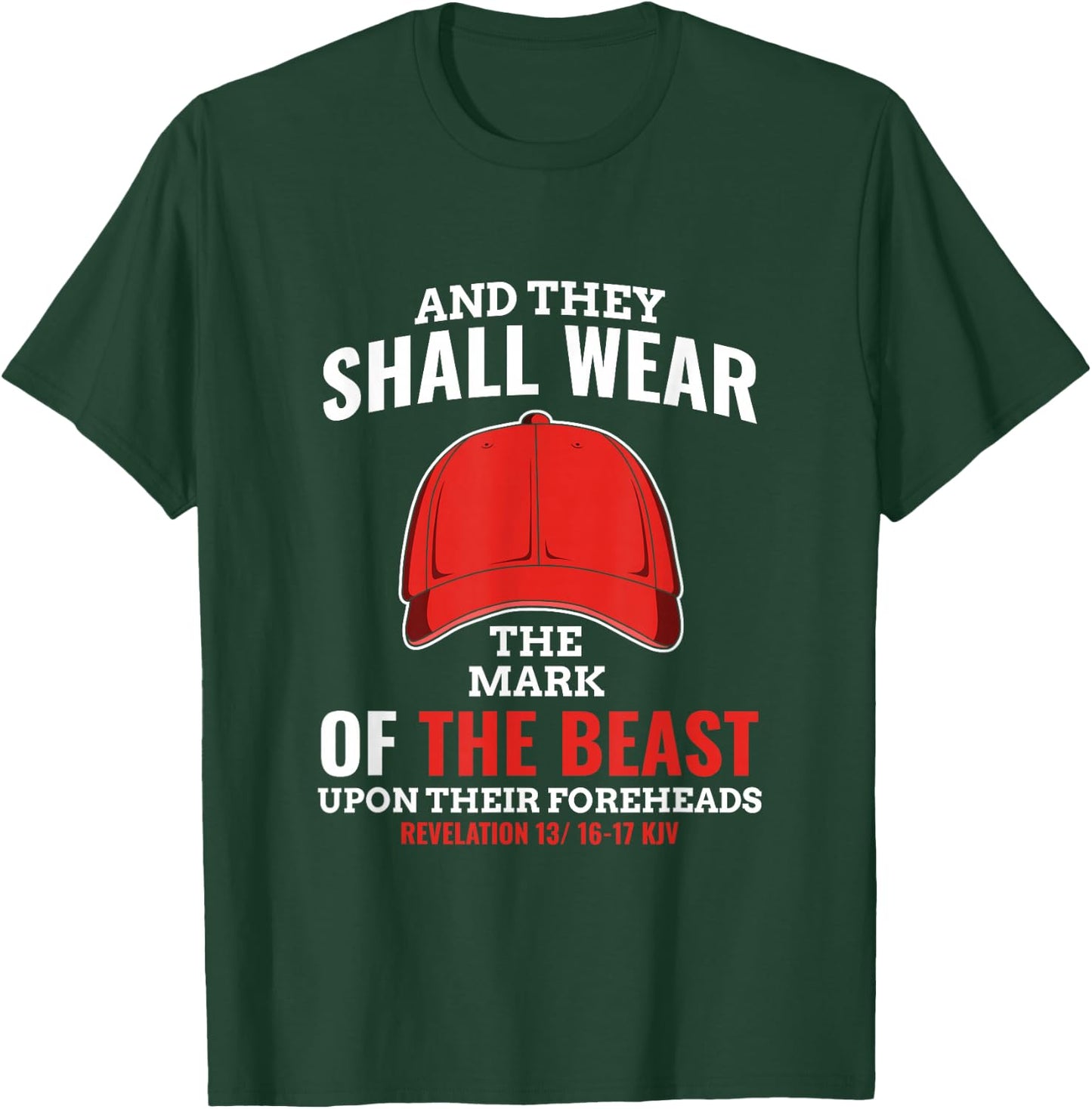 Funny Anti Trump Mark of The Beast Red Hat Liberal Gift Small T-Shirt - T-Shirt | Forest