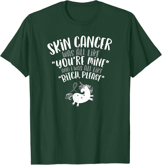 Skin Cancer Fighter Survivor Funny Quote Unicorn Gift T-Shirt - T-Shirt | Forest