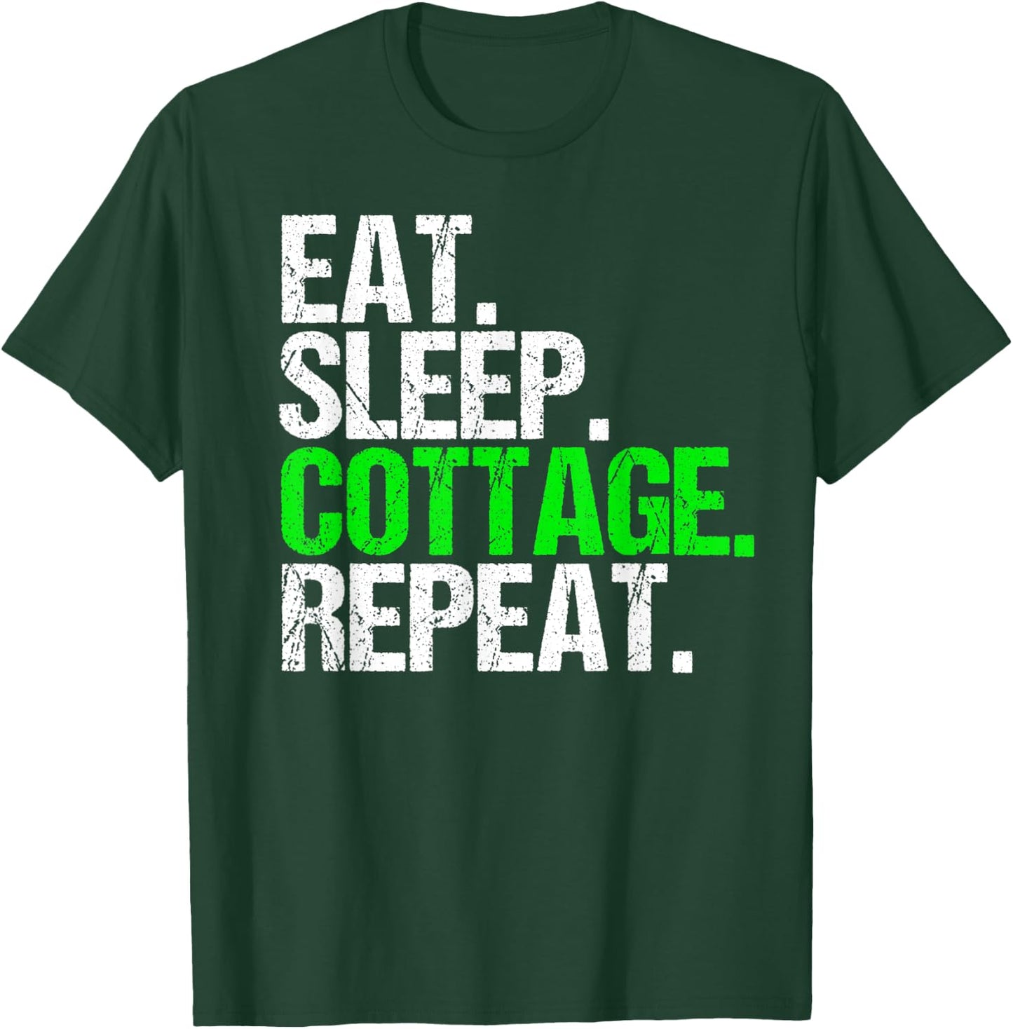 Vintage Eat Sleep Cottage Repeat Funny T-Shirt - T-Shirt | Forest
