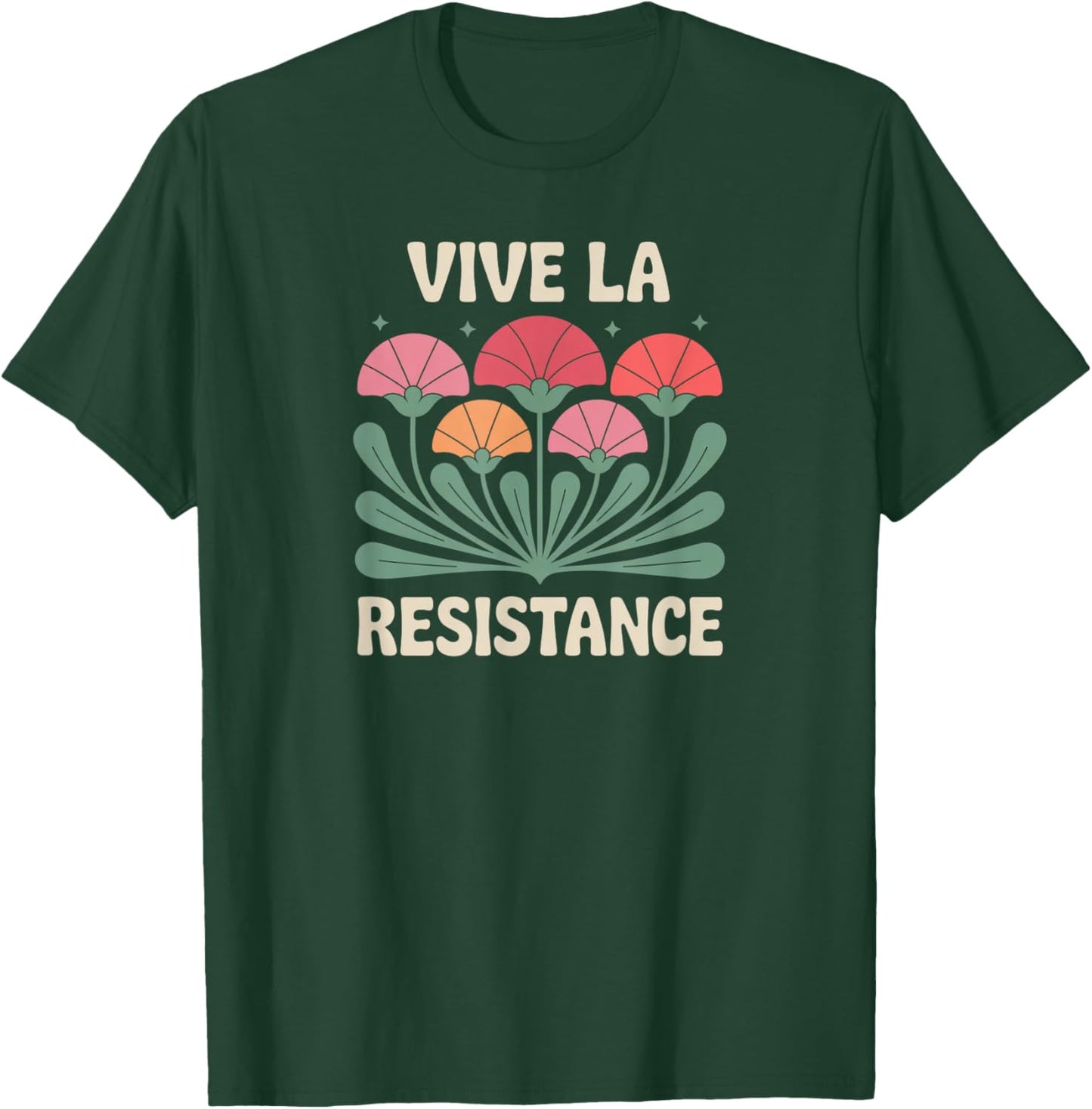 Vive La Resistance Feminist Retro Vintage T-Shirt - T-Shirt | Forest