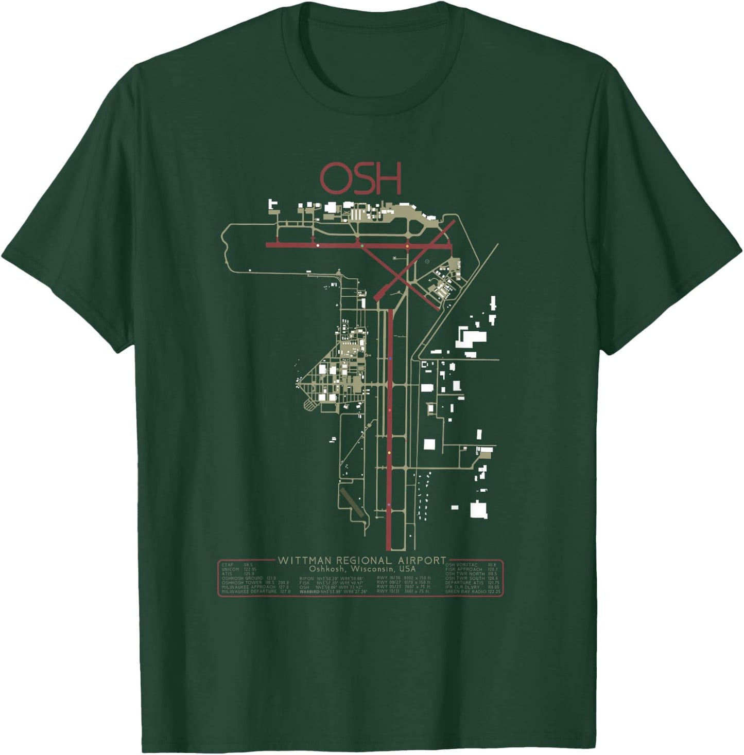 KOSH Wittman Regional Airport Oshkosh WI. Art T-Shirt - T-Shirt | Forest