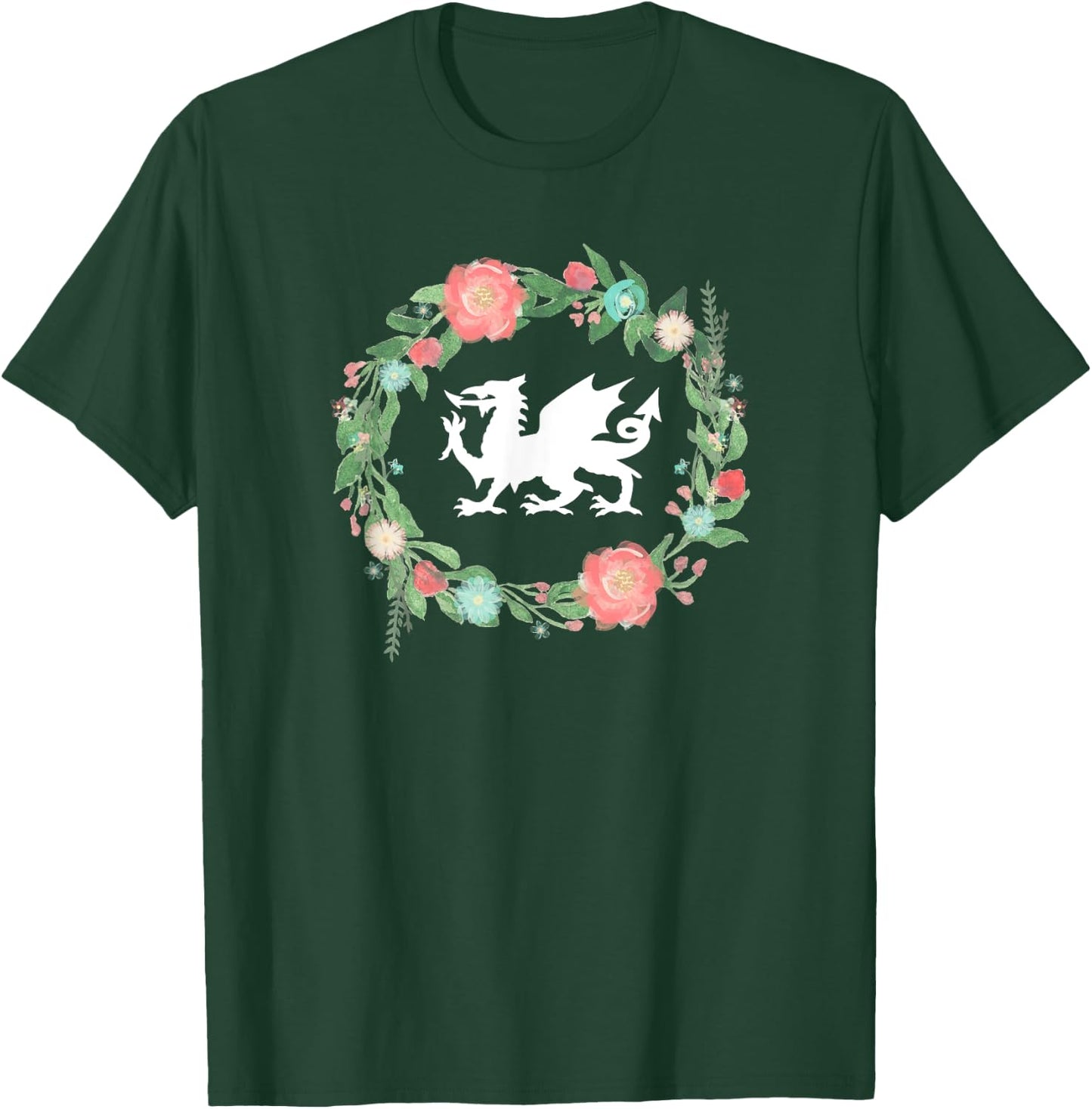 Floral Welsh Dragon - I Love Wales Cymru top T-Shirt - T-Shirt | Forest