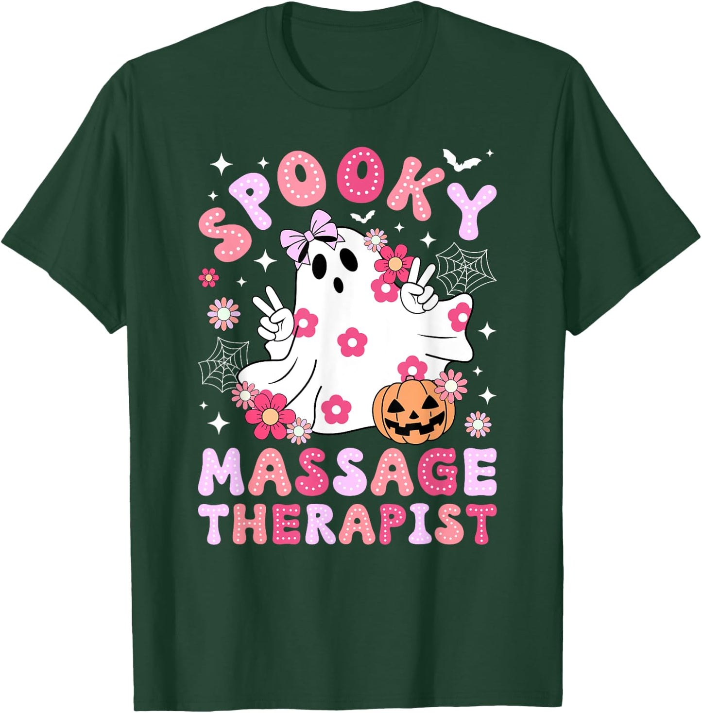 Spooky Massage Therapist Halloween Massage Therapy Groovy T-Shirt - T-Shirt | Forest