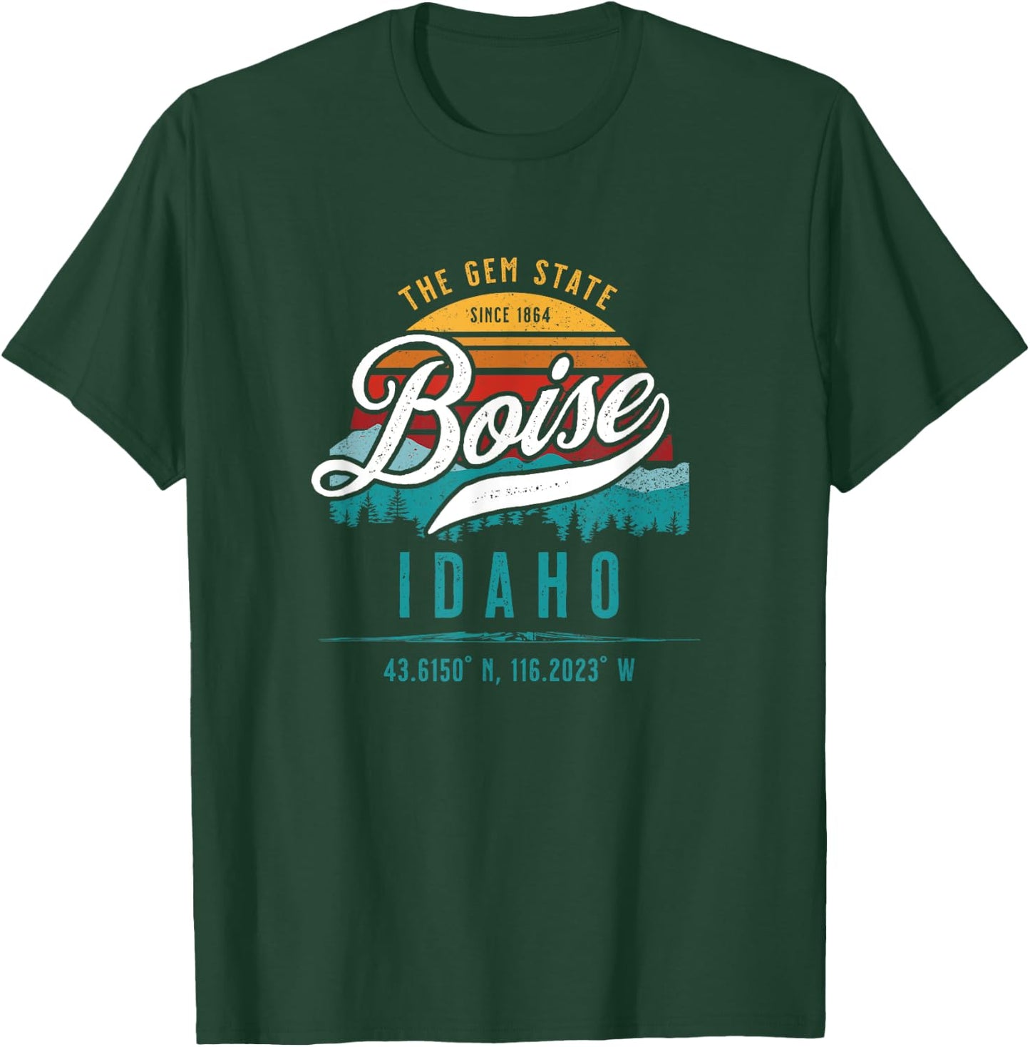 Boise Idaho ID USA Retro Sunset Novelty Souvenir T-Shirt - T-Shirt | Forest