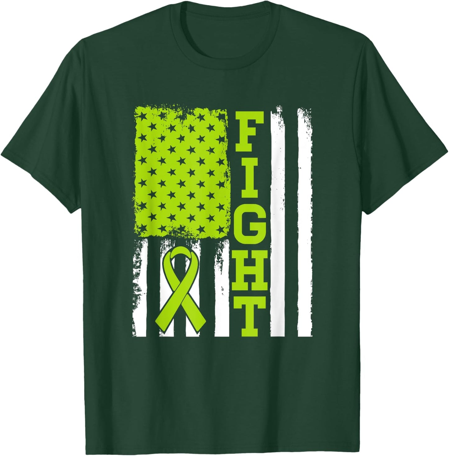 Fight Flag - Lymphoma Cancer Shirt Gift Lymphoma Fighter T-Shirt - T-Shirt | Forest