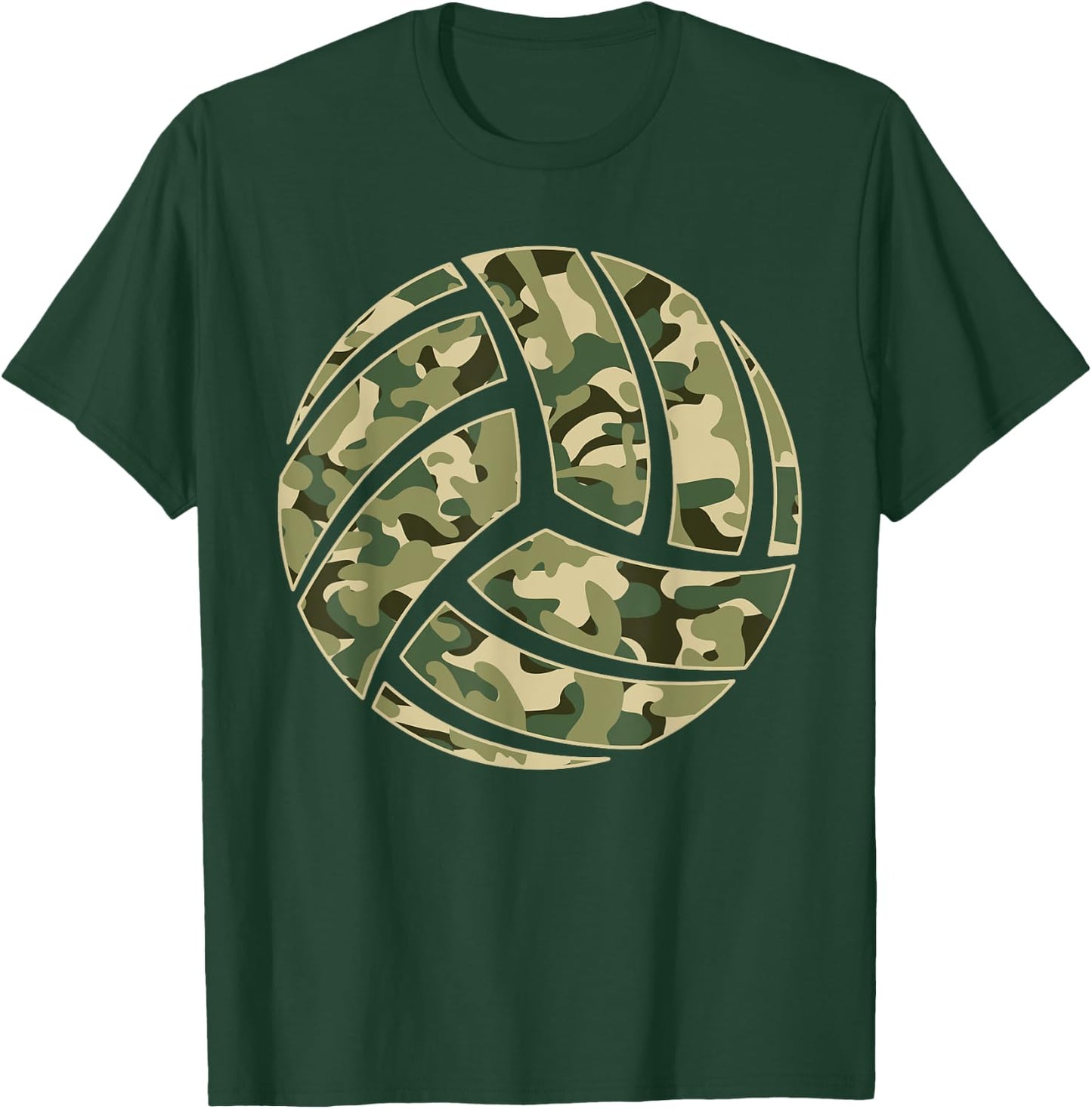 Camouflage Volleyball Lover Player Fan Cute Camo Volleyball T-Shirt - T-Shirt | Forest
