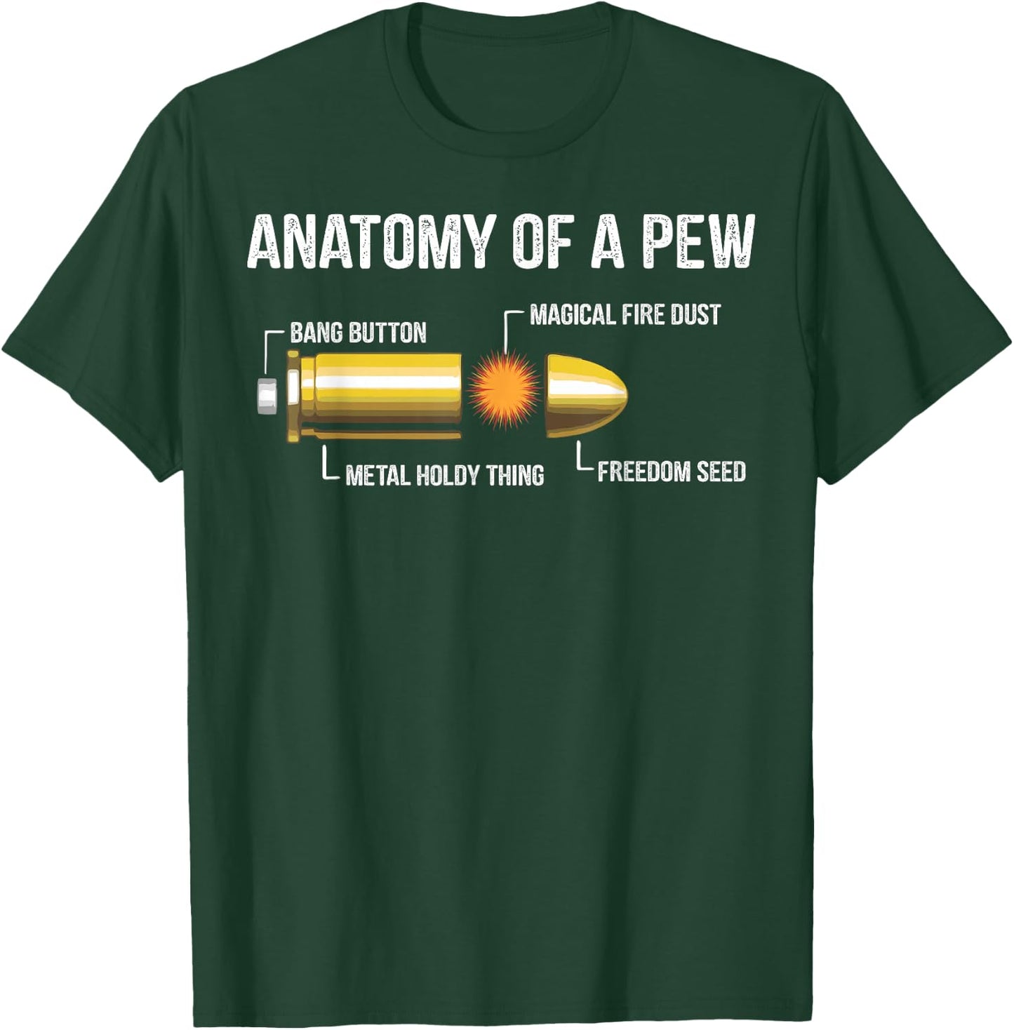 Funny Gun Ammo Bullet Gift - Anatomy Of A Pew T-Shirt - T-Shirt | Forest