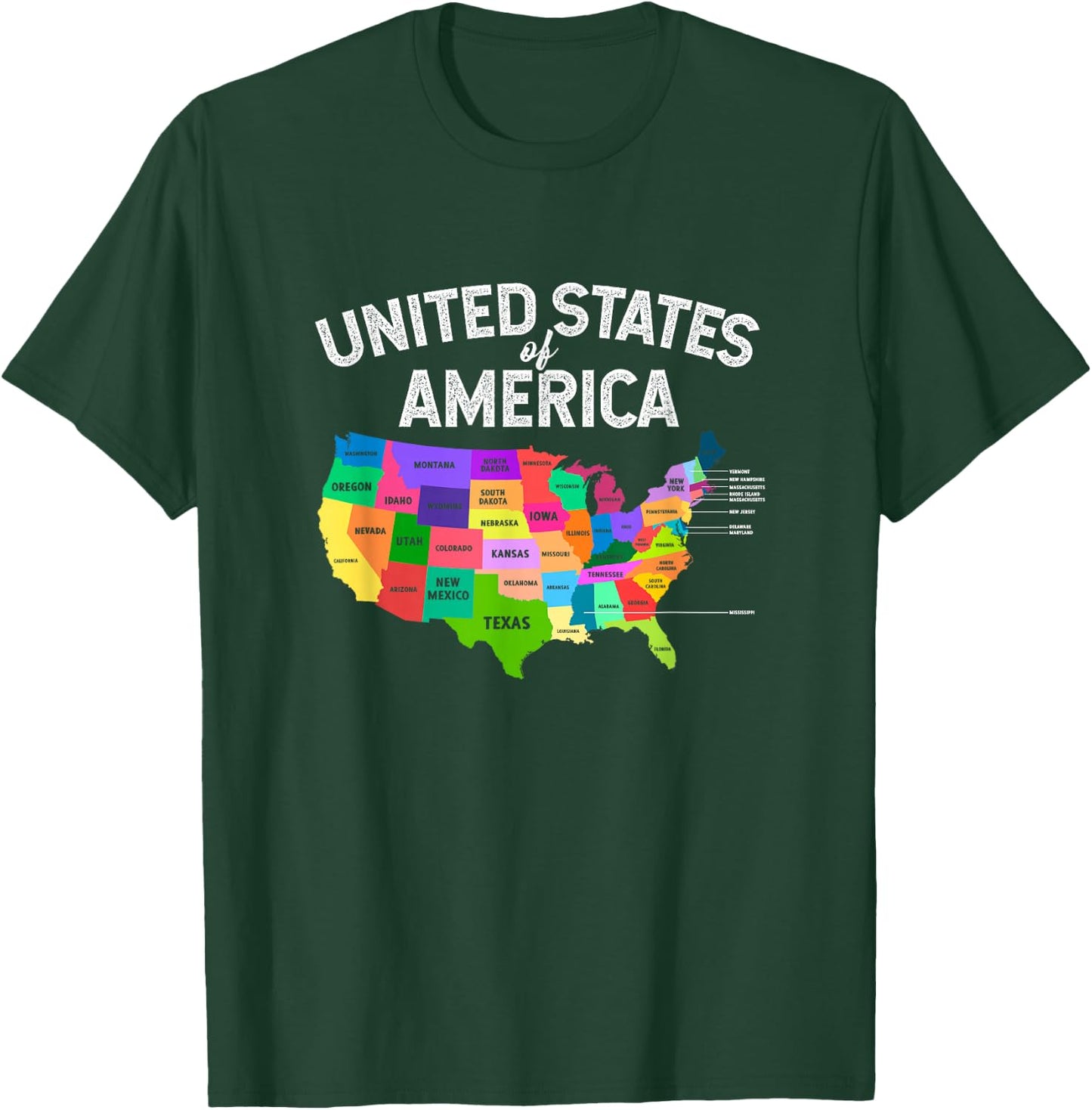 USA map Shirt United States Map US Travel Gift T-Shirt - T-Shirt | Forest