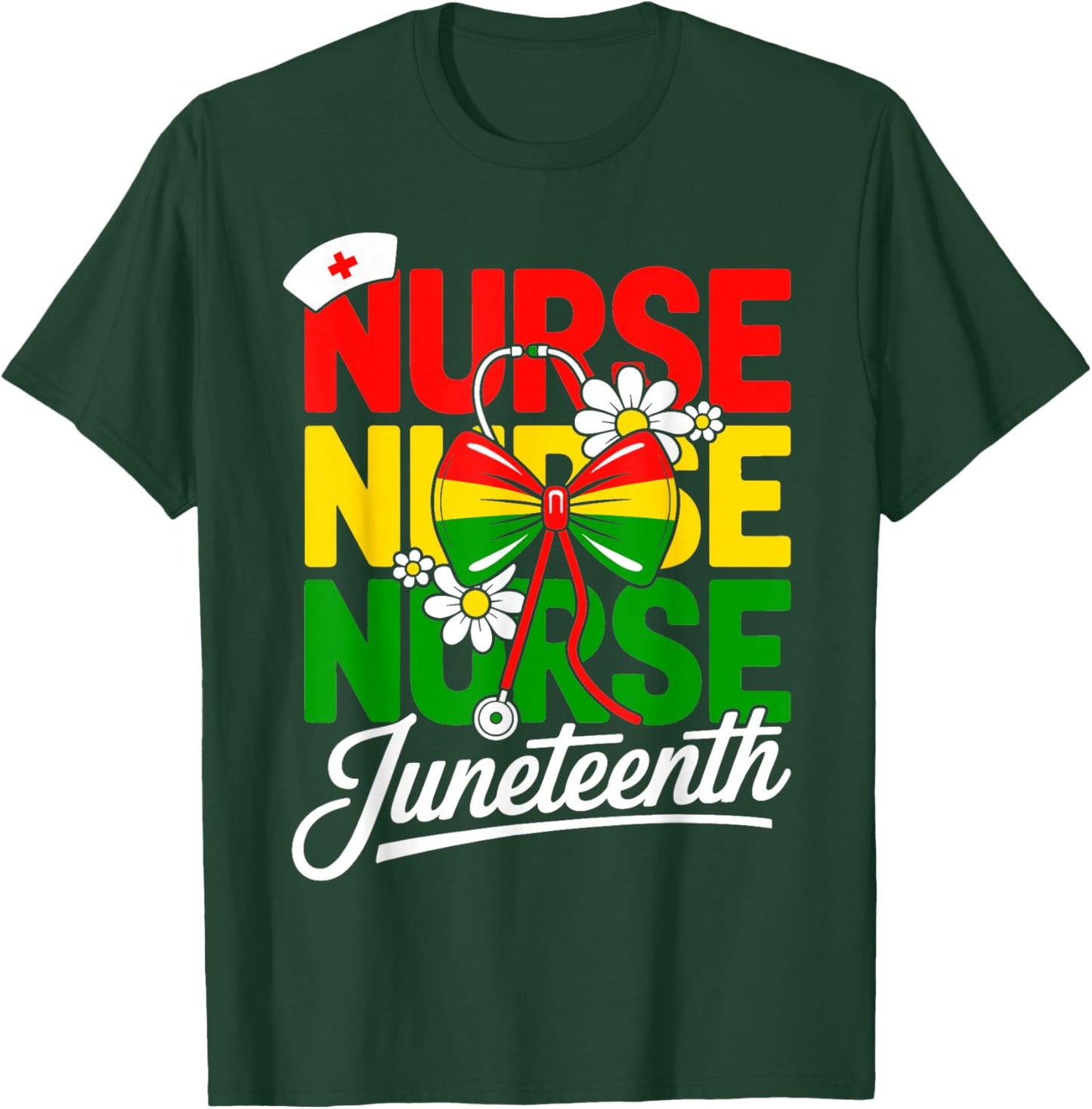 Juneteenth Nurse Nursing Stethoscope Black History Month T-Shirt - T-Shirt | Forest