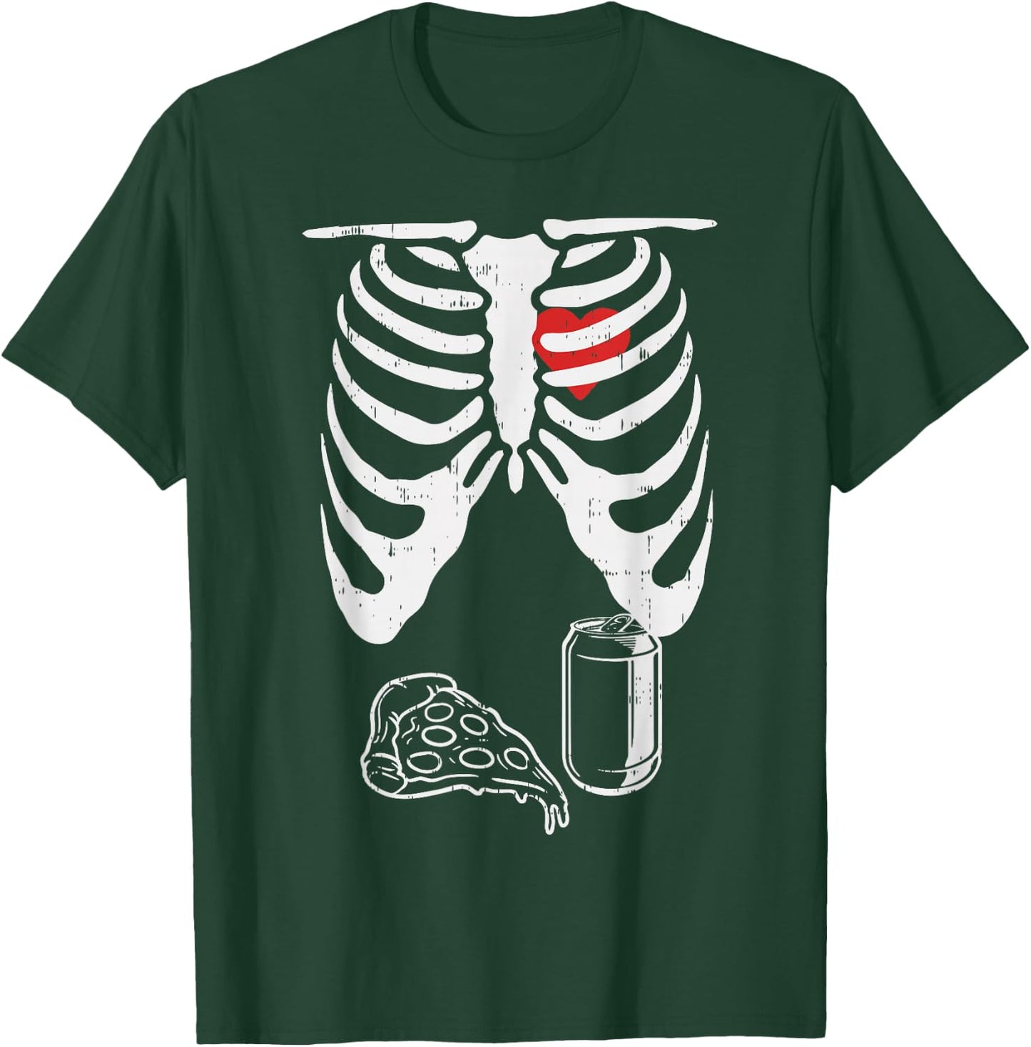 Halloween Pregnancy Skeleton Shirt Dad Husband Pizza Beer T-Shirt - T-Shirt | Forest