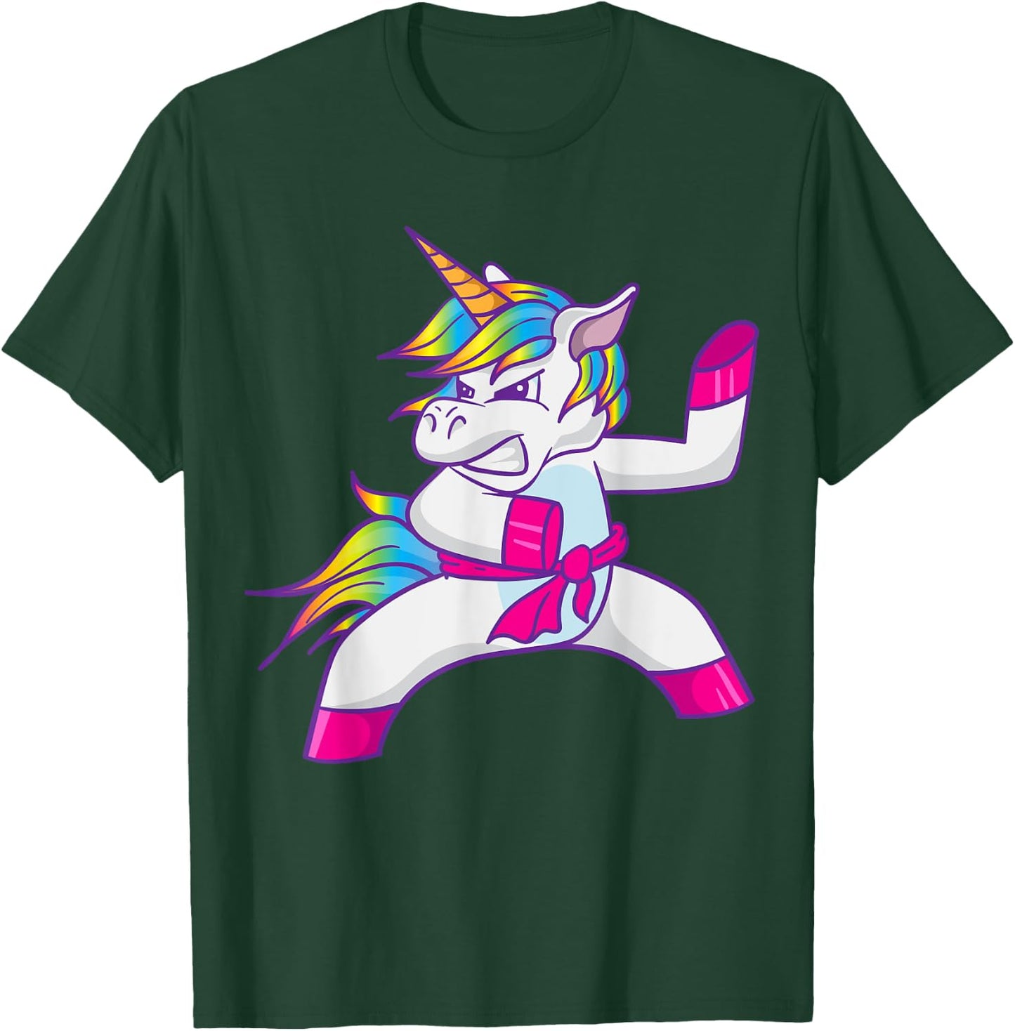 Ninja Unicorn Karate Taekwondo Kung Fu Fighting Unicorn T-Shirt - T-Shirt | Forest