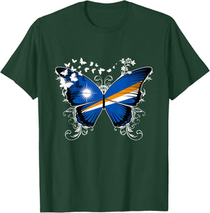 Marshall Islands Flag Shirt Butterfly Graphic T Shirt T-Shirt - T-Shirt | Forest