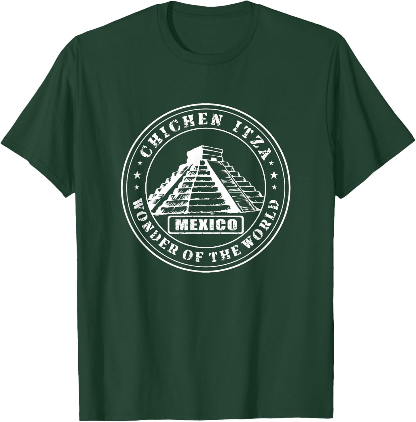 Mexico Shirt - Chichen Itza Stamp Tourist Travel Gift T-Shirt - T-Shirt | Forest