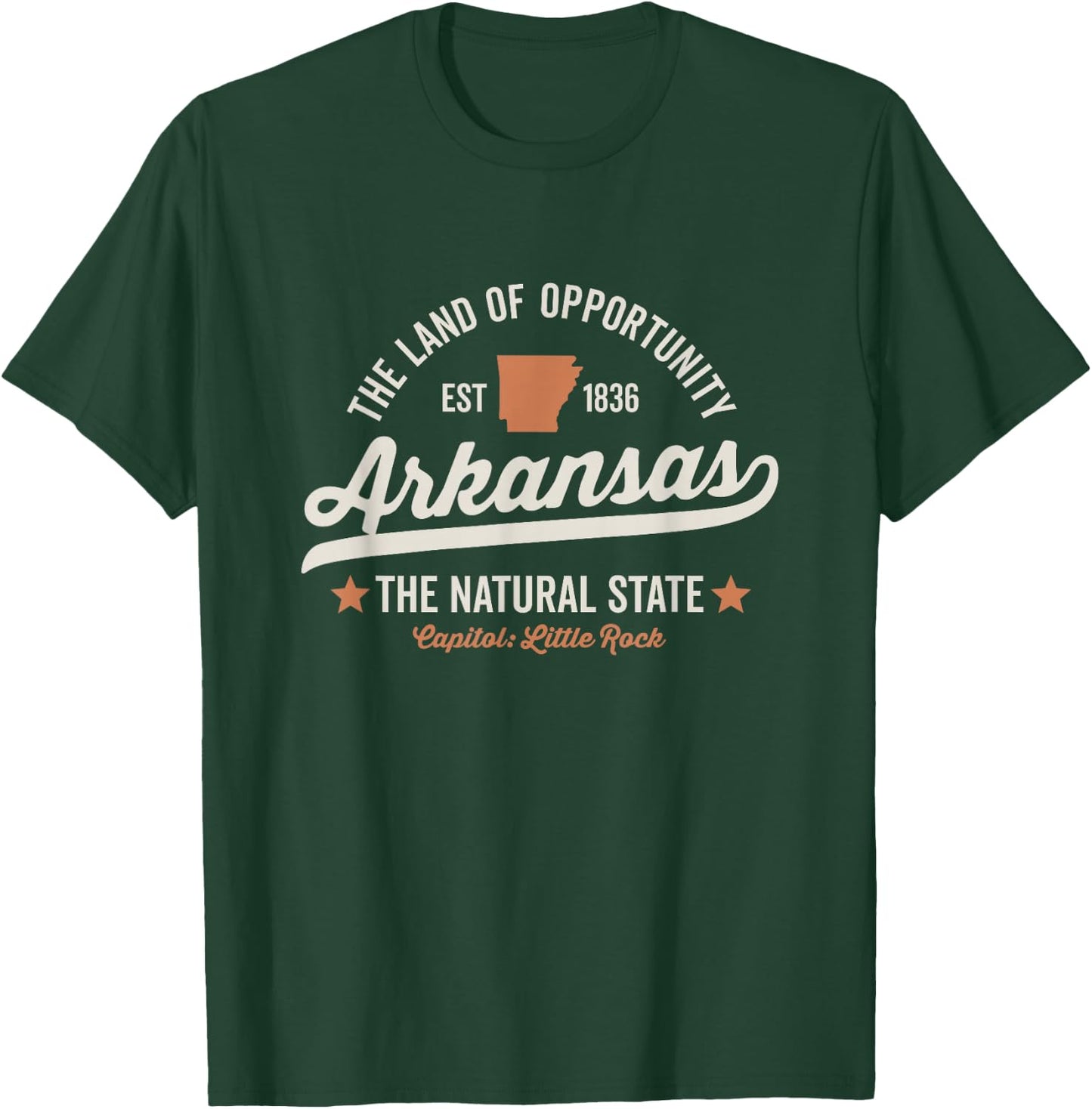 Arkansas Vintage Sports Design Natural State Light Text T-Shirt - T-Shirt | Forest