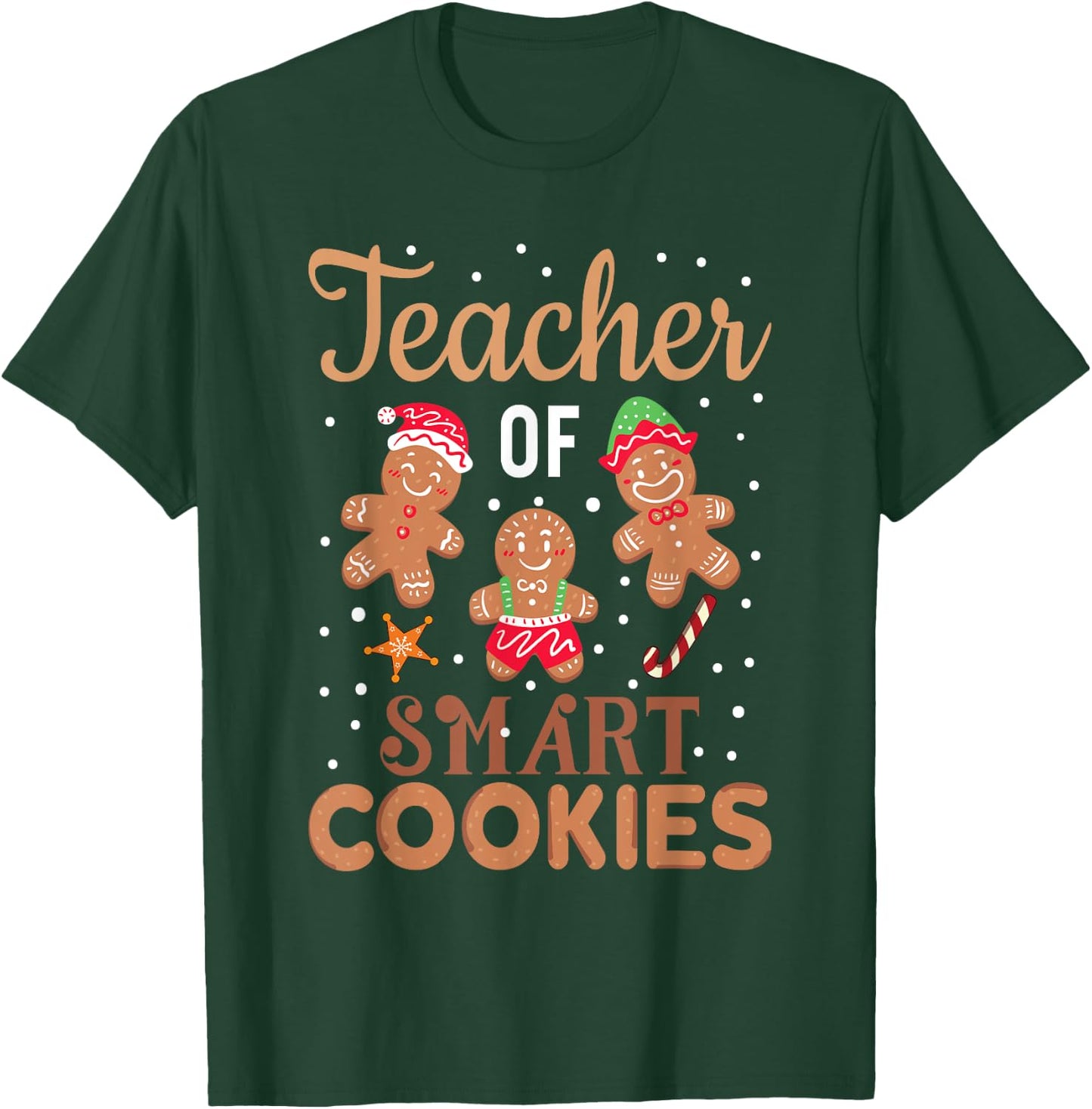 Christmas Teacher Cute Gingerbread Cookies Women Kids T-Shirt - T-Shirt | Forest