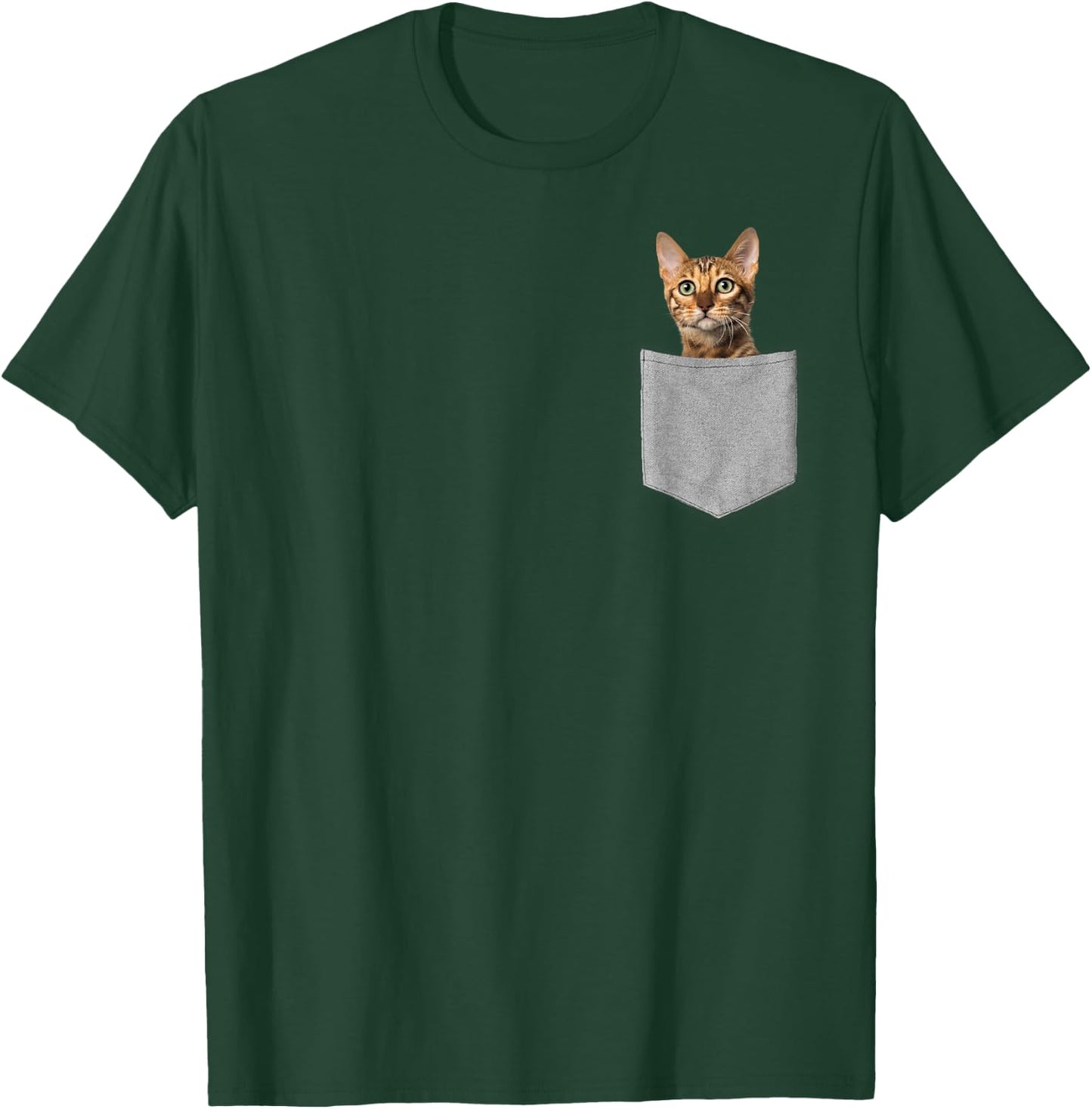 Funny Bengal Cat In Pocket Cute Kitty Lover Gifts T-Shirt - T-Shirt | Forest