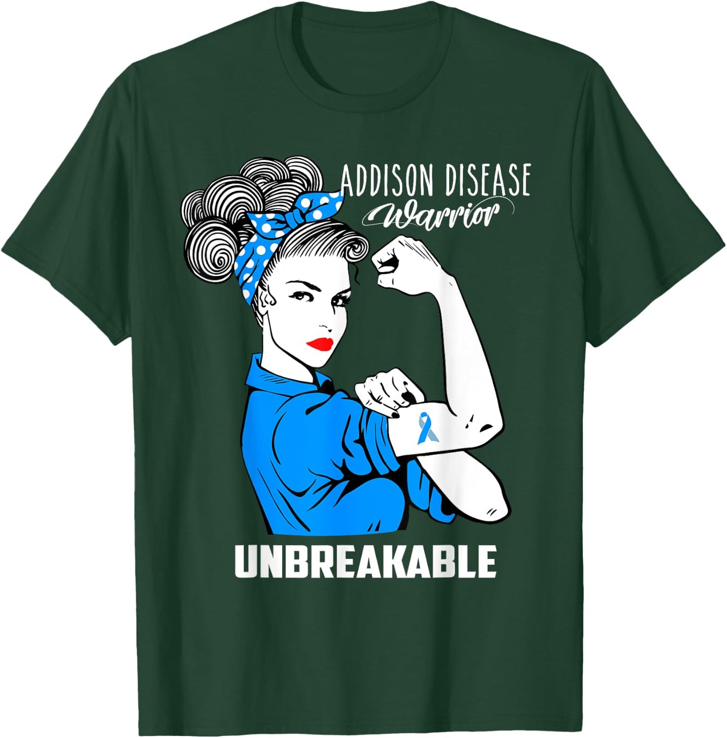 Addison's Disease Warrior Unbreakable Awareness Gift T-Shirt - T-Shirt | Forest