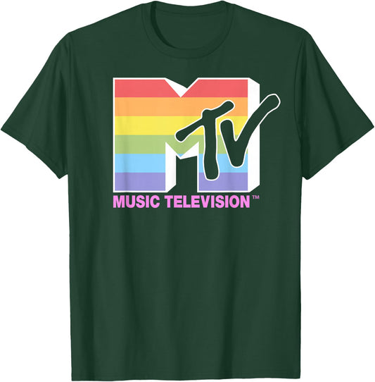 MTV Music Television Rainbow Pride Logo Fill T-Shirt - T-Shirt | Forest