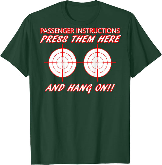 Biker Motorcycle Press Them Here And Hang On Boobs Target T-Shirt - T-Shirt | Forest