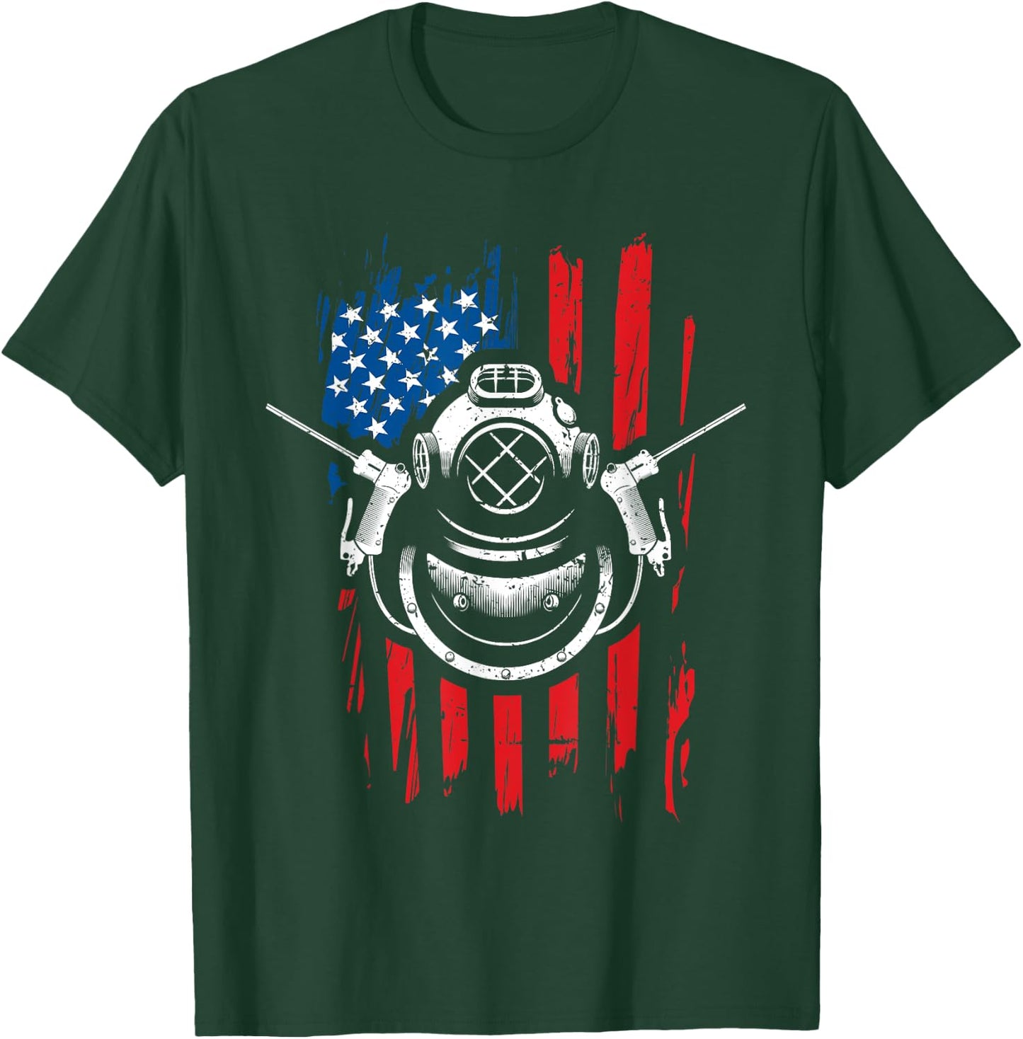 Patriotic Underwater Welding American Flag 4th of July Shirt T-Shirt - T-Shirt | Forest