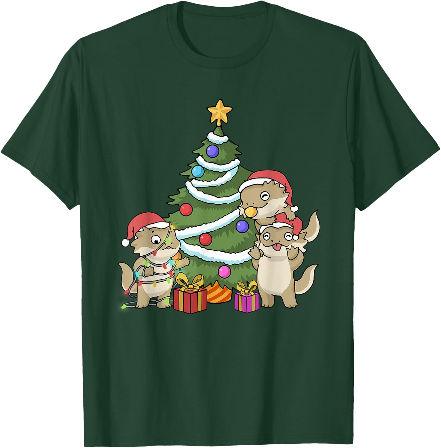 Bearded Dragon Christmas T-Shirt - T-Shirt | Forest