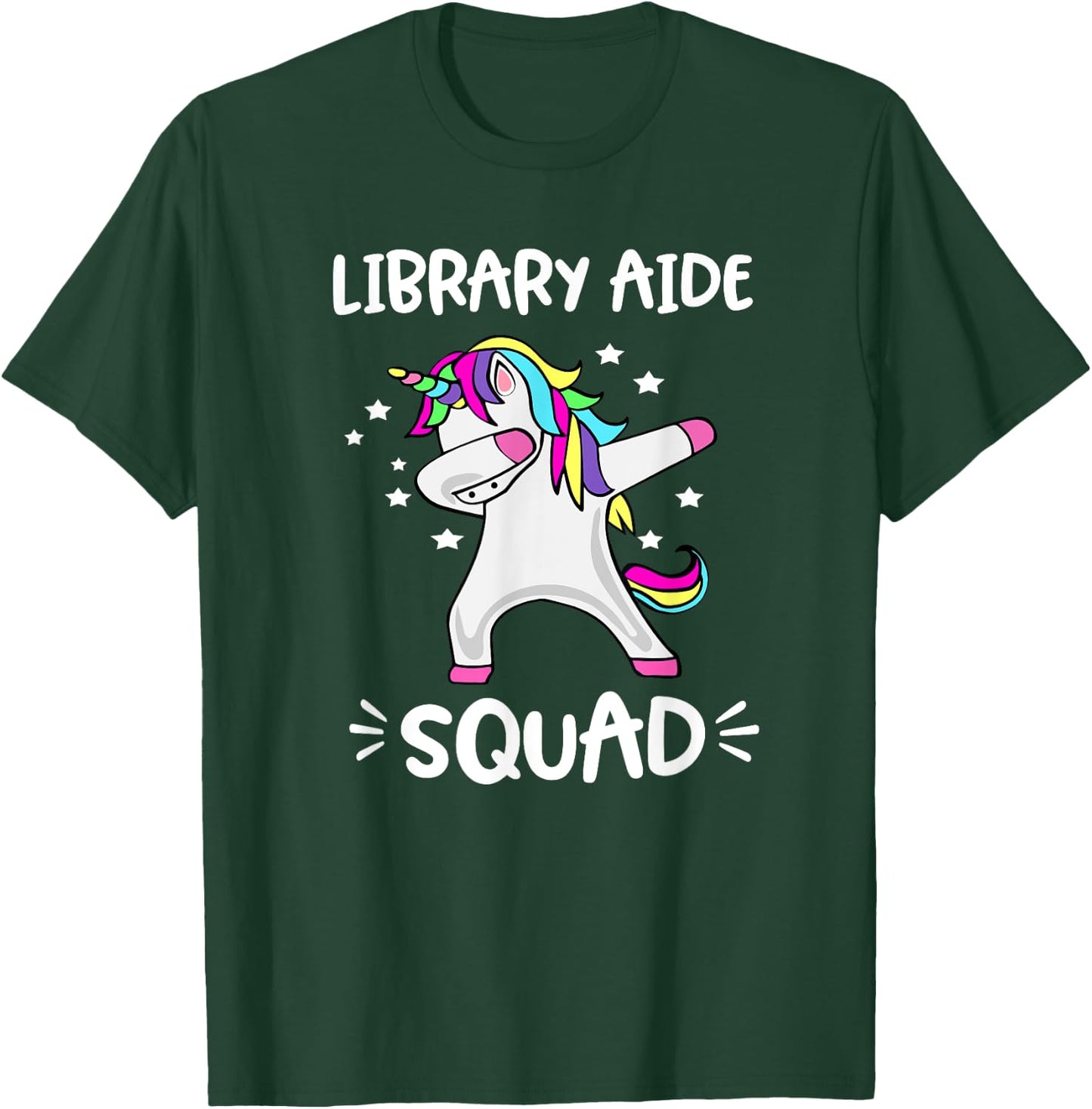 Library Aide Squad Dabbing Unicorn Library Aide T Shirt T-Shirt - T-Shirt | Forest