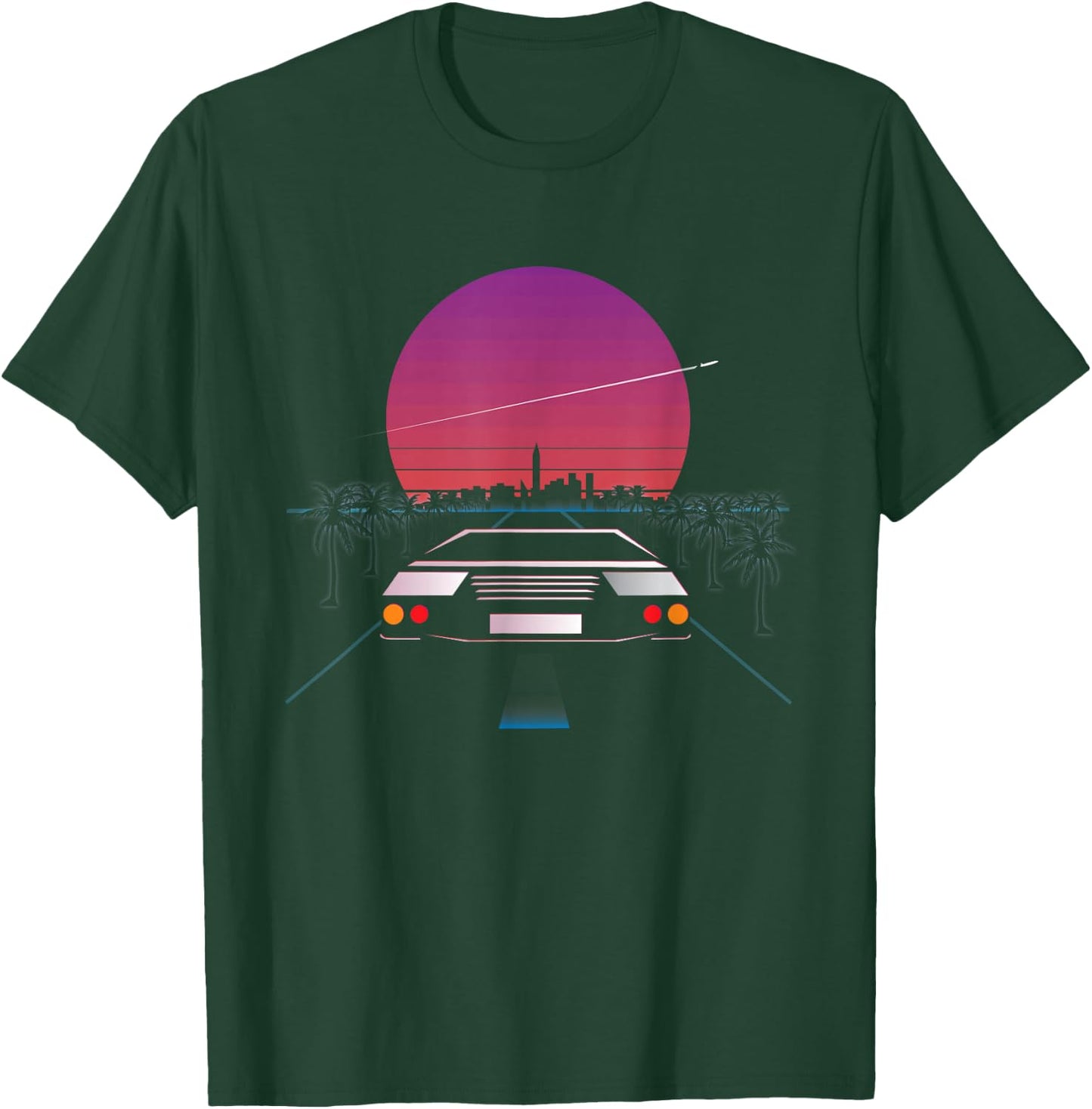 Retrowave Synthwave Aesthetics Sports Car T-Shirt - T-Shirt | Forest