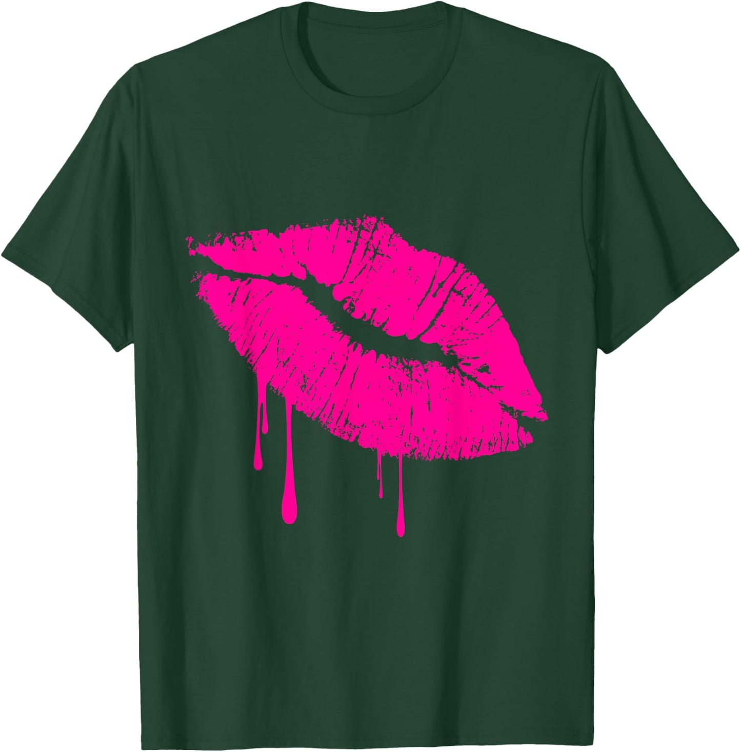 Hot Pink Lips Kiss 80s Lipstick Party Drip 1981 T-Shirt - T-Shirt | Forest
