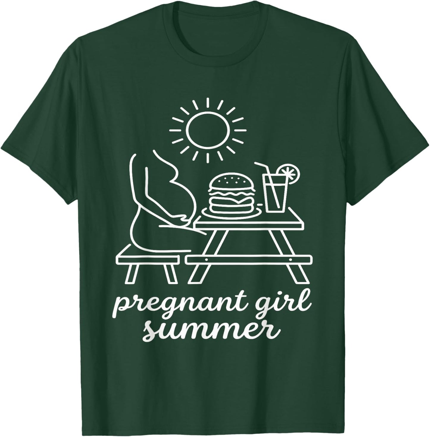 Pregnant Girl Summer - Pregnancy Announcement T-Shirt - T-Shirt | Forest