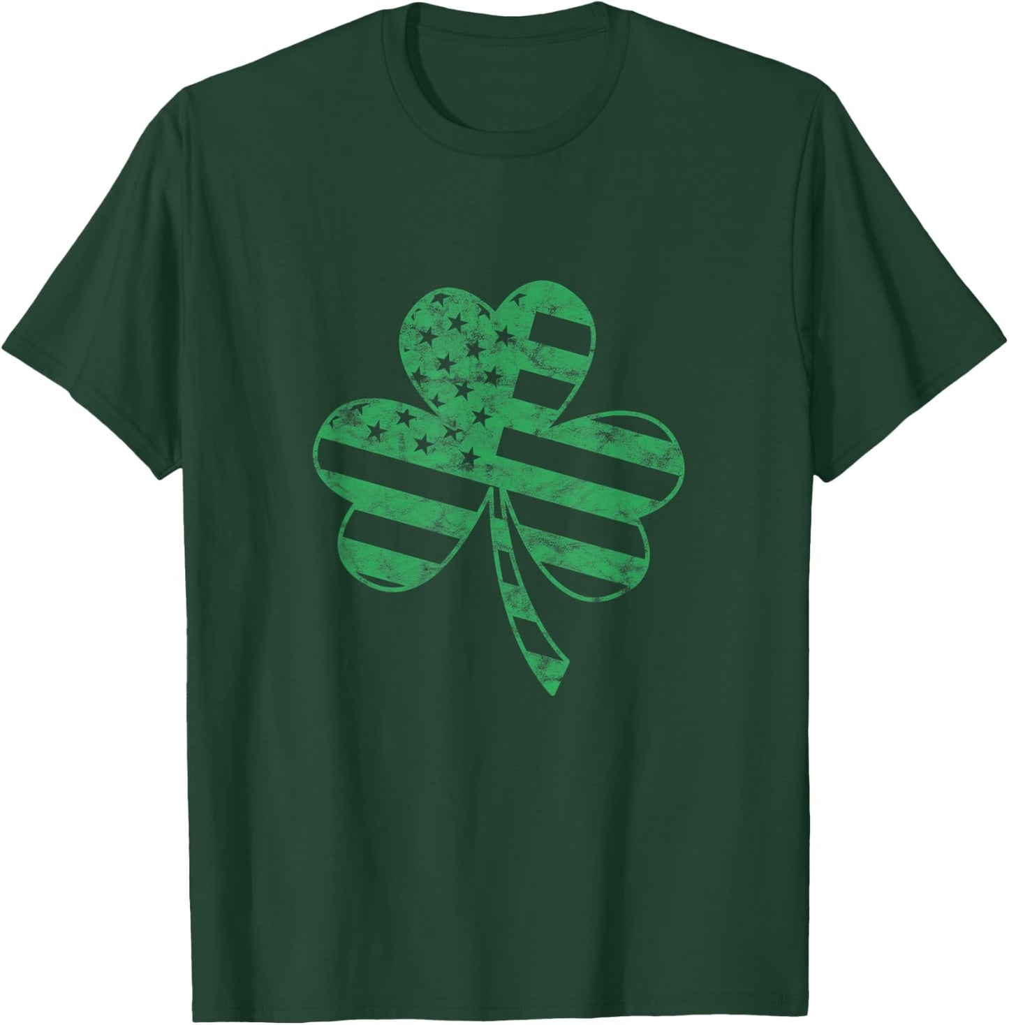 Irish American Flag Vintage Shamrock St Patricks Day T-Shirt - T-Shirt | Forest