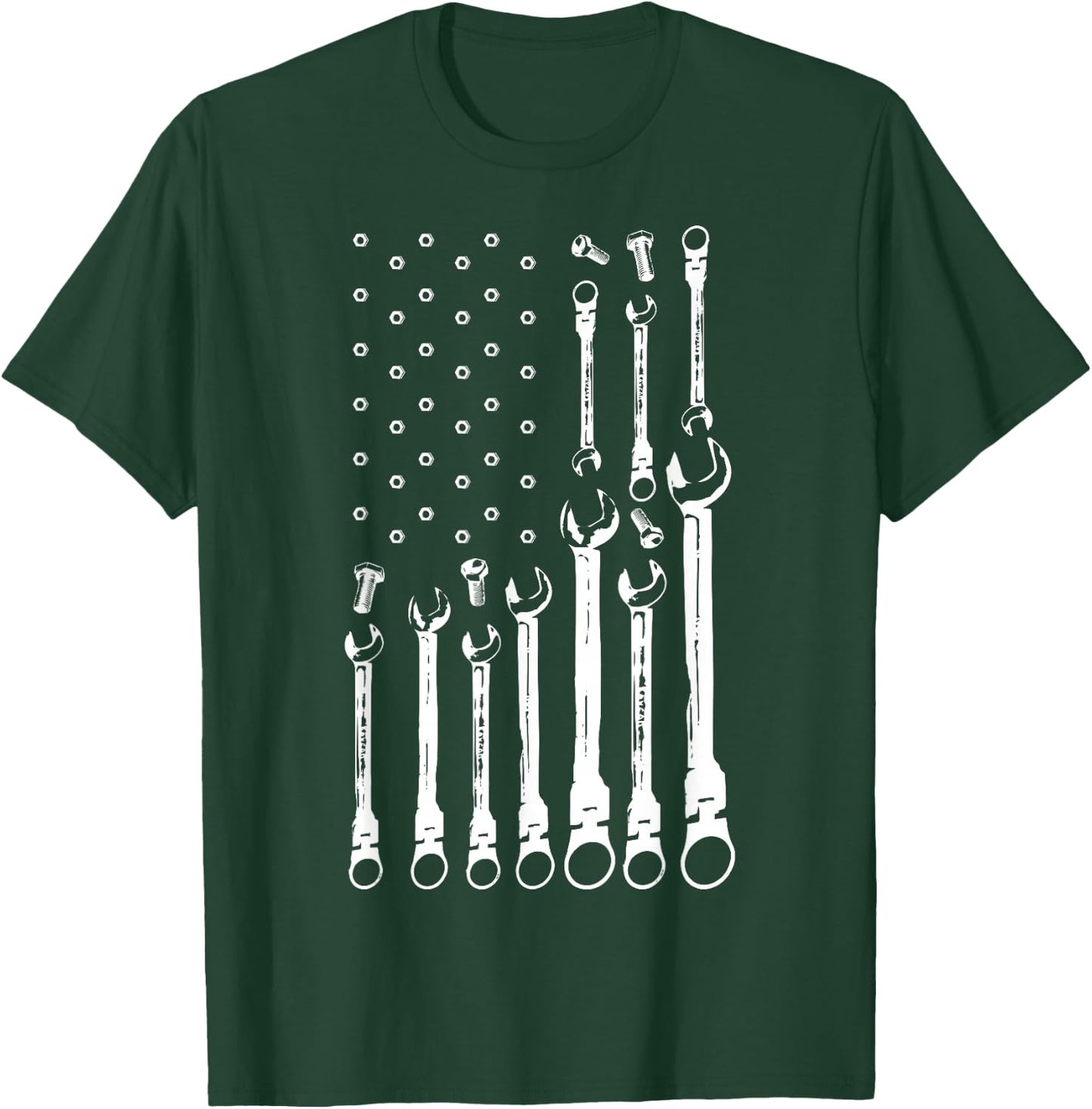 Mechanic Flag American Patriotic Flag Car Mechanic USA Flag T-Shirt - T-Shirt | Forest