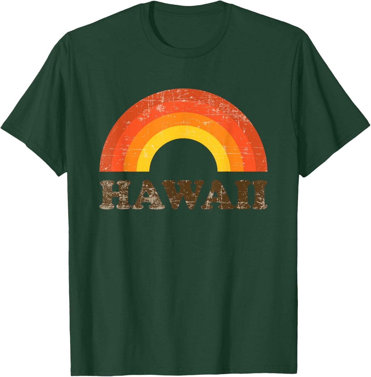 Retro Vintage Hawaii Souvenir 70s Distressed Rainbow T-Shirt - T-Shirt | Forest