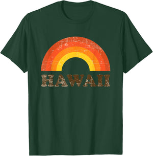 Retro Vintage Hawaii Souvenir 70s Distressed Rainbow T-Shirt - T-Shirt | Forest