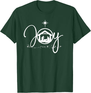 Christian Christmas Joy Jesus Nativity Scene Faith Gift,Short Sleeve T-Shirt - T-Shirt | Forest
